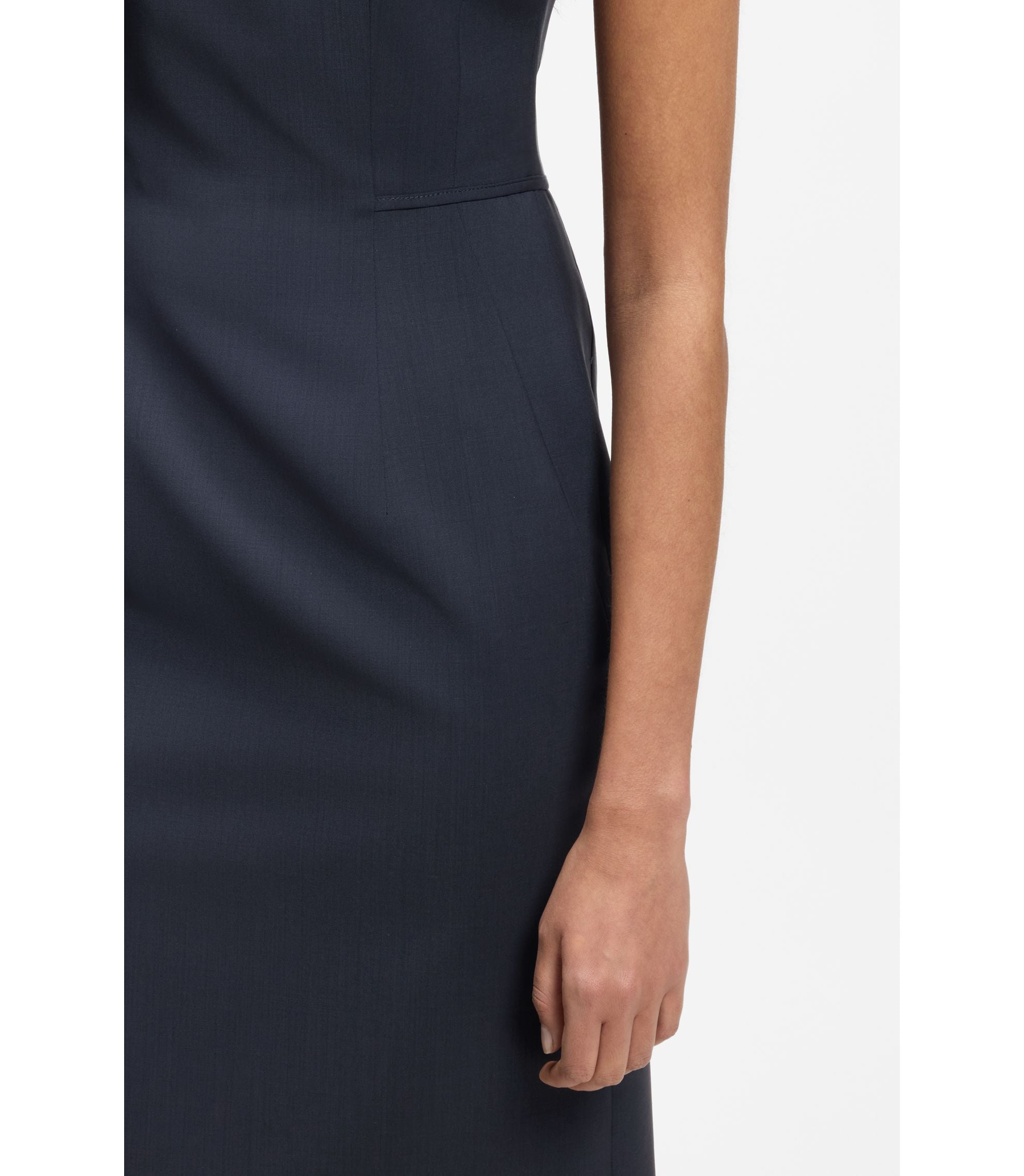 Boss Slim Fit Dress In Italian Stretch Wool Dark Blue Women's