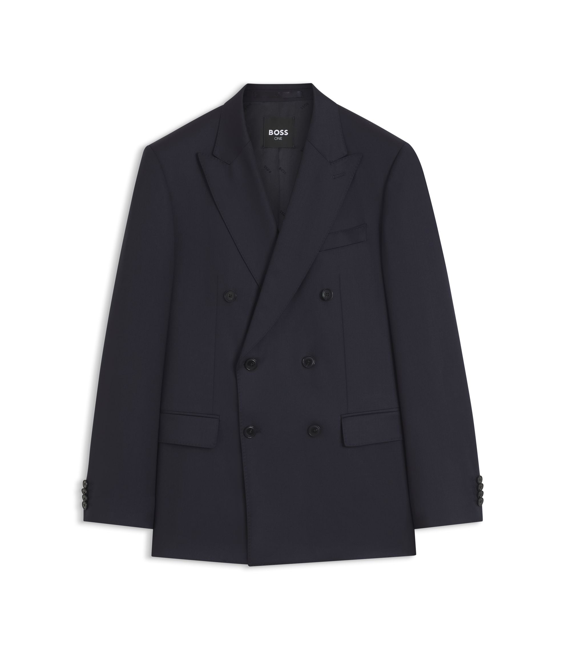 Boss Slim Fit Jacket In Virgin Wool Serge Dark Blue