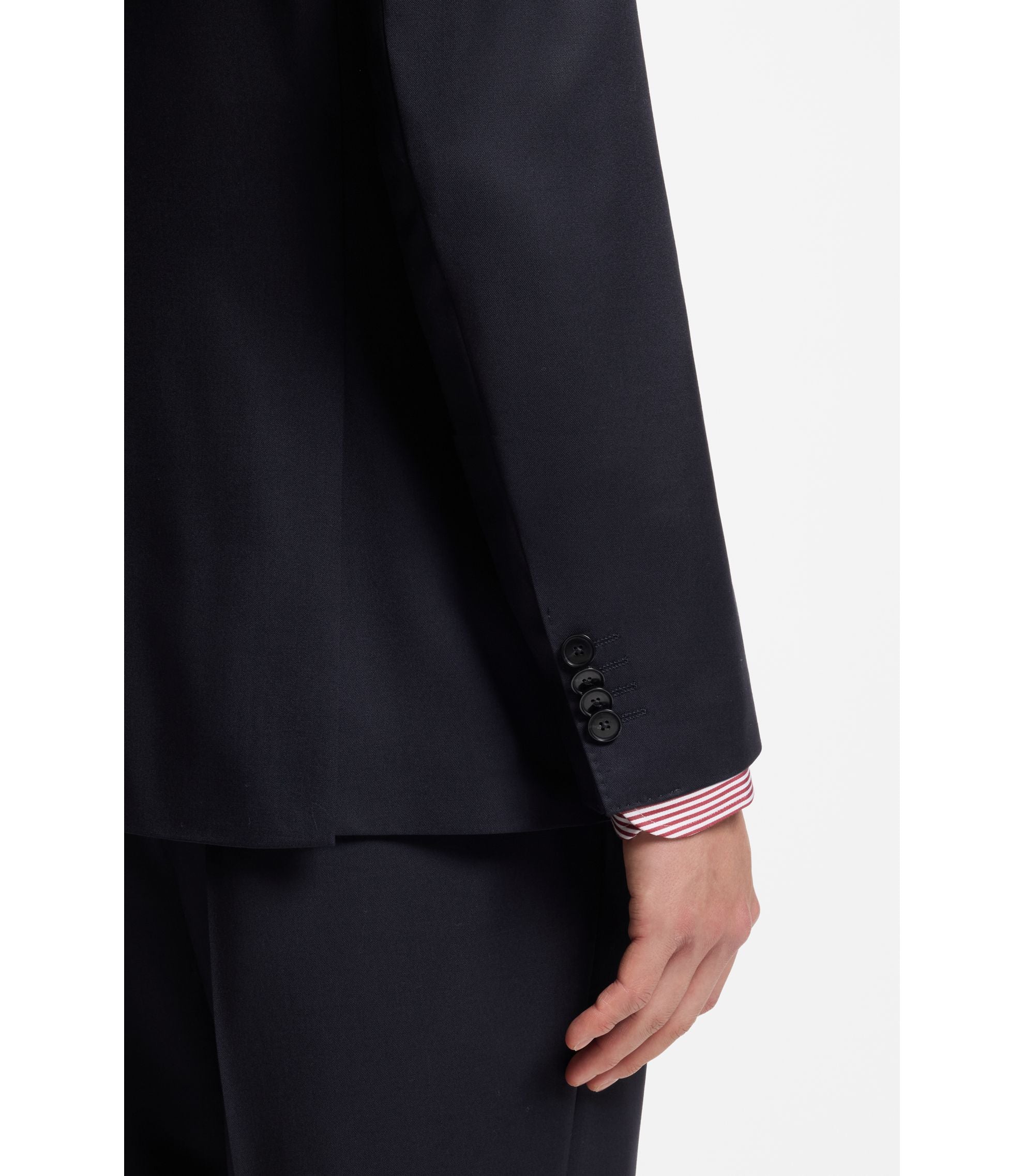 Boss Slim Fit Jacket In Virgin Wool Serge Dark Blue