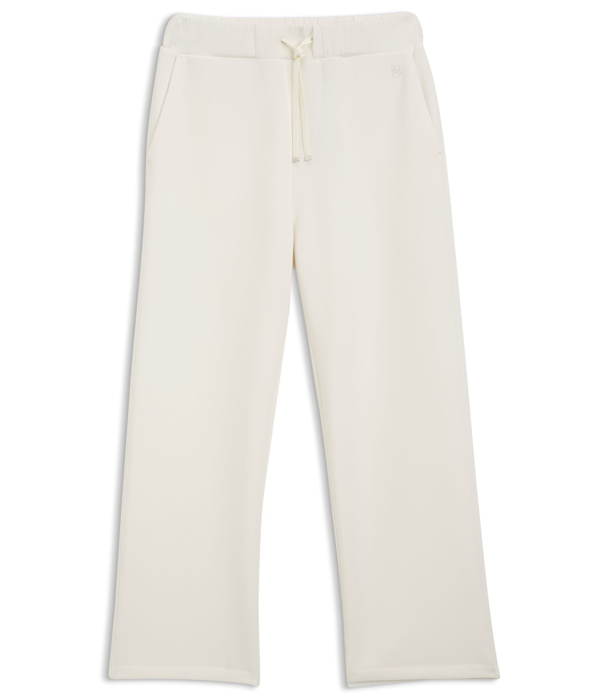 Boss Relaxed Fit Barrel Leg Pants In Double Layer Scuba Jersey White Women's