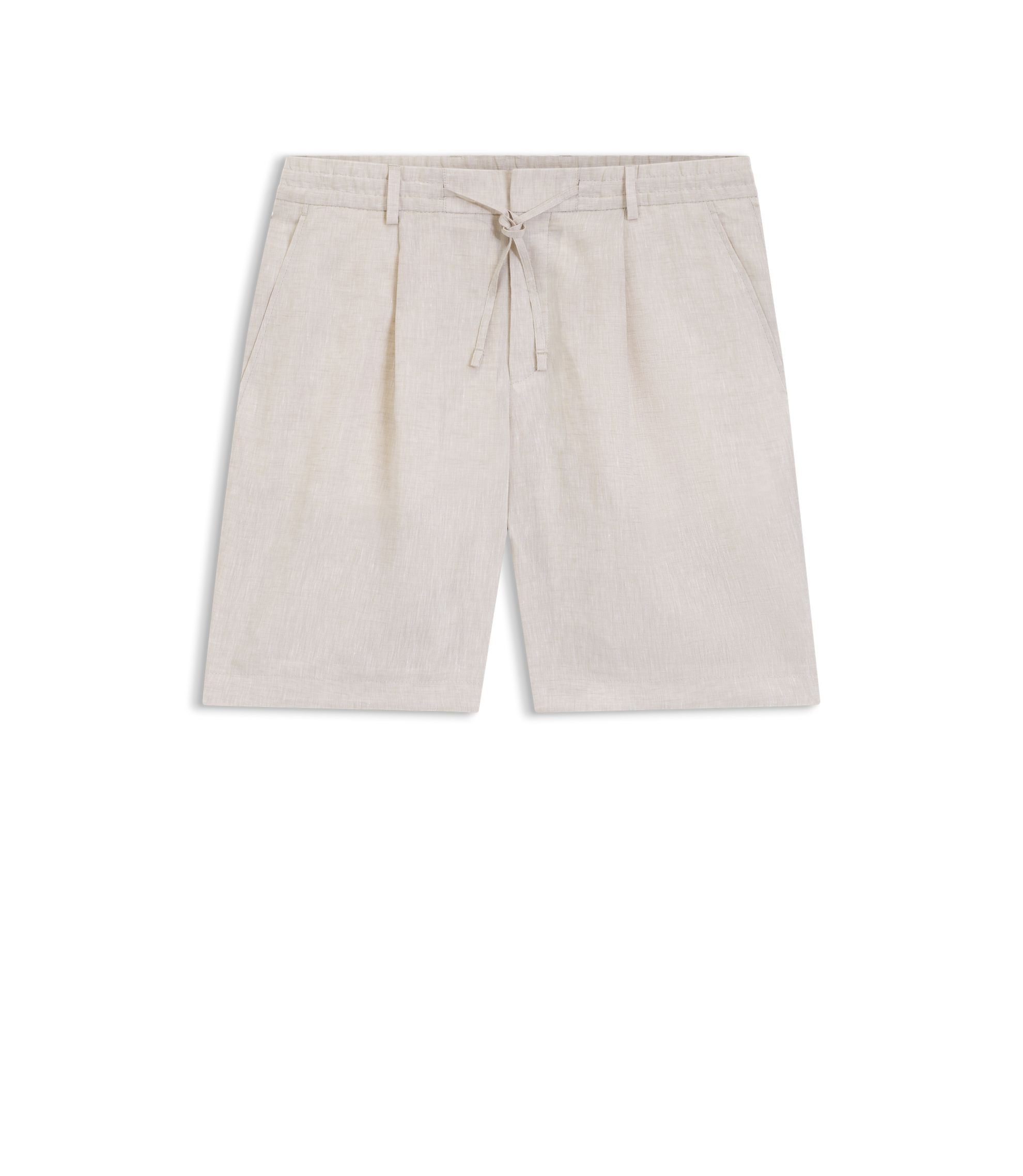 Boss Tapered Fit Shorts In Linen Light Beige
