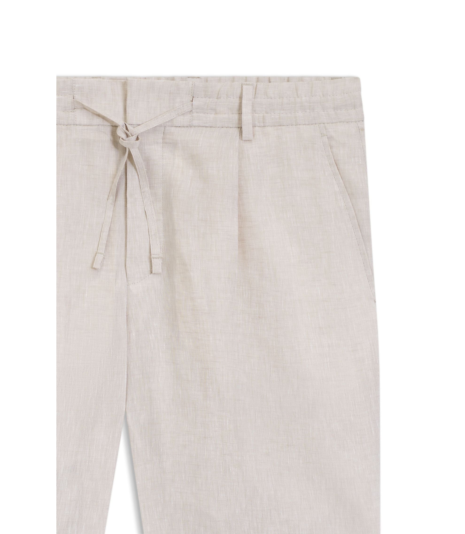 Boss Tapered Fit Shorts In Linen Light Beige