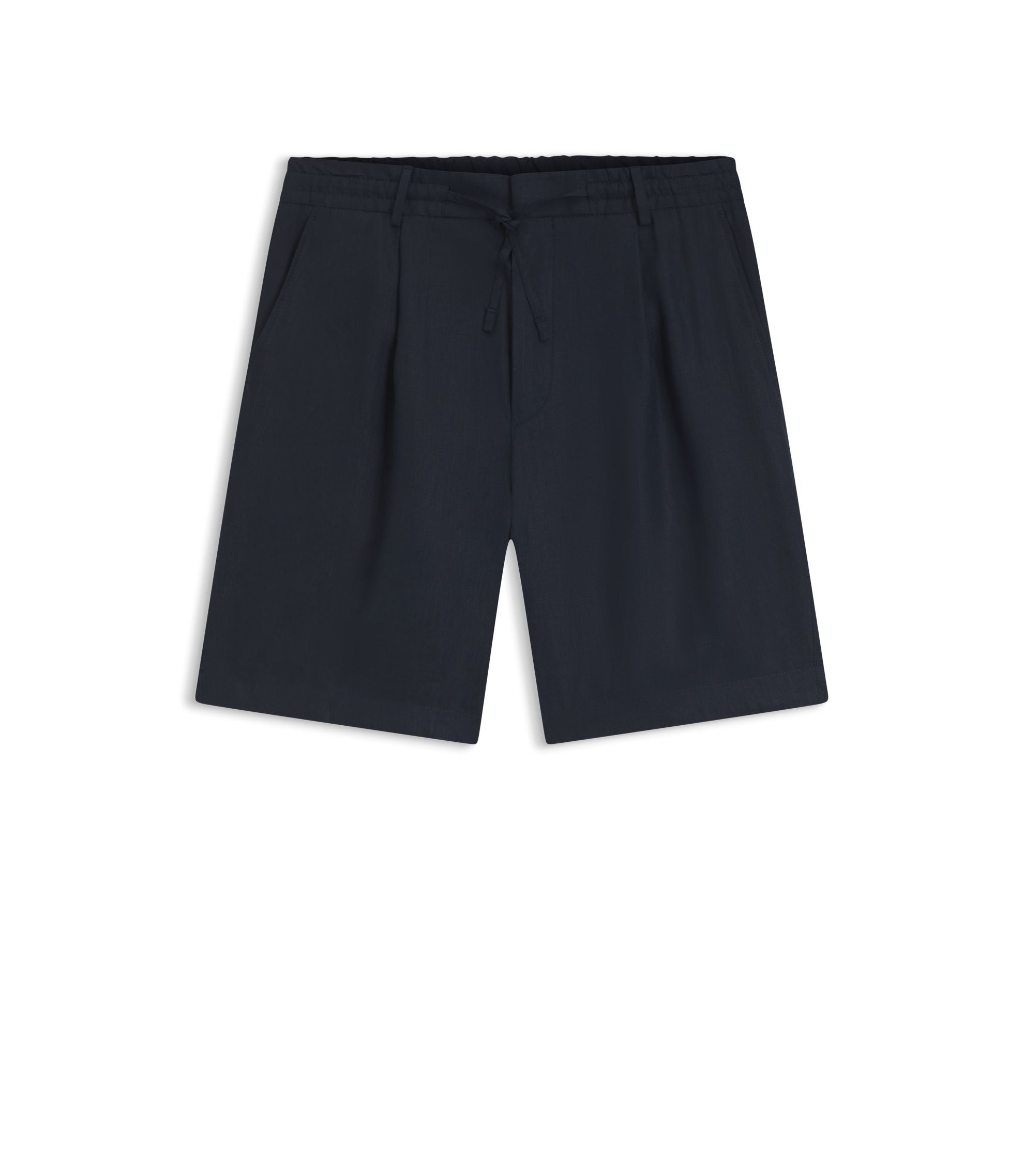 Boss Tapered Fit Shorts In Linen Dark Blue
