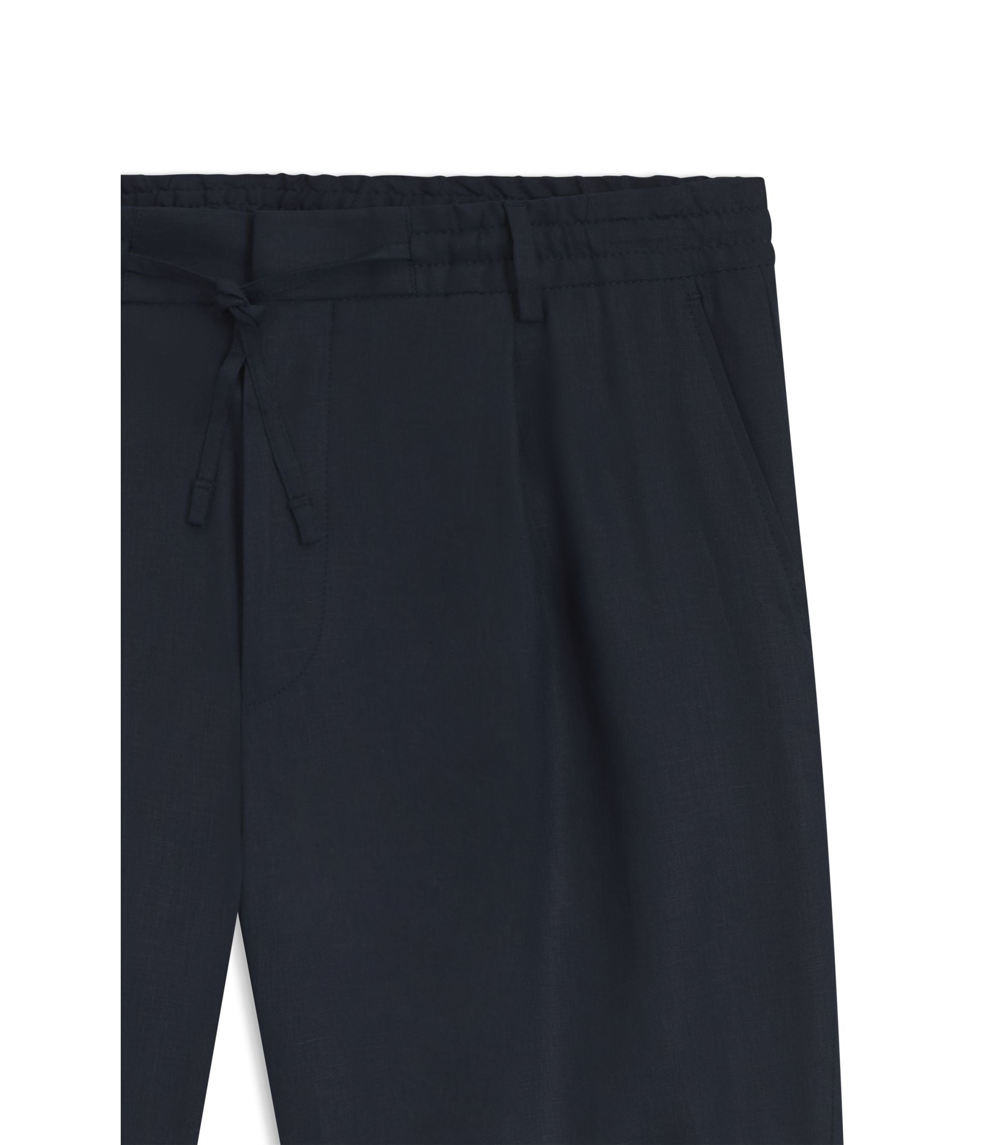 Boss Tapered Fit Shorts In Linen Dark Blue