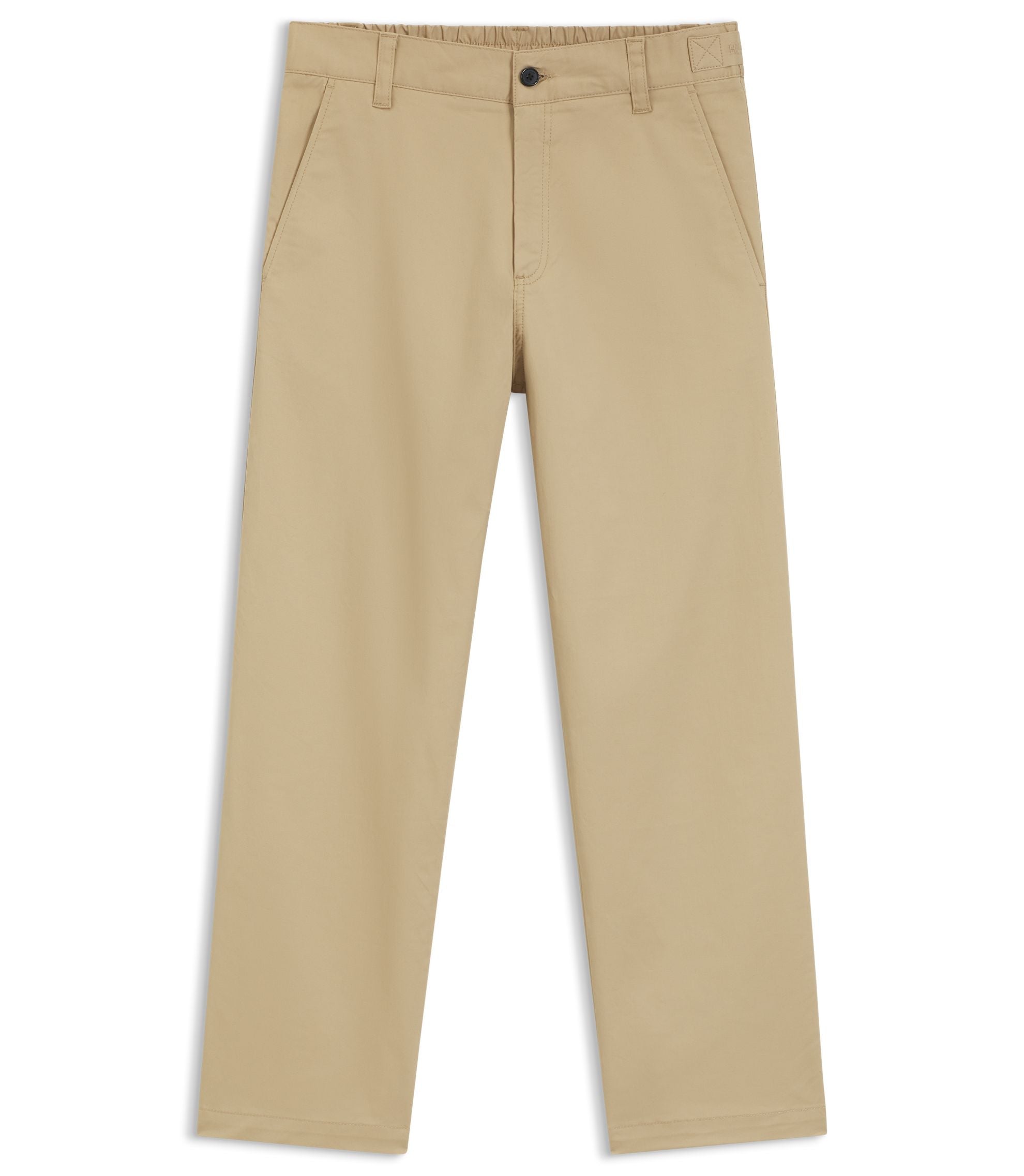 Hugo Straight Fit Pants In Mercerized Stretch Cotton Beige