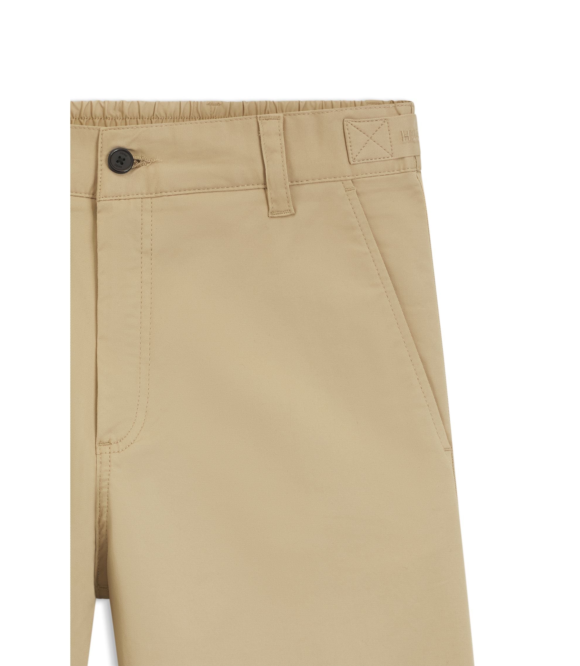 Hugo Straight Fit Pants In Mercerized Stretch Cotton Beige