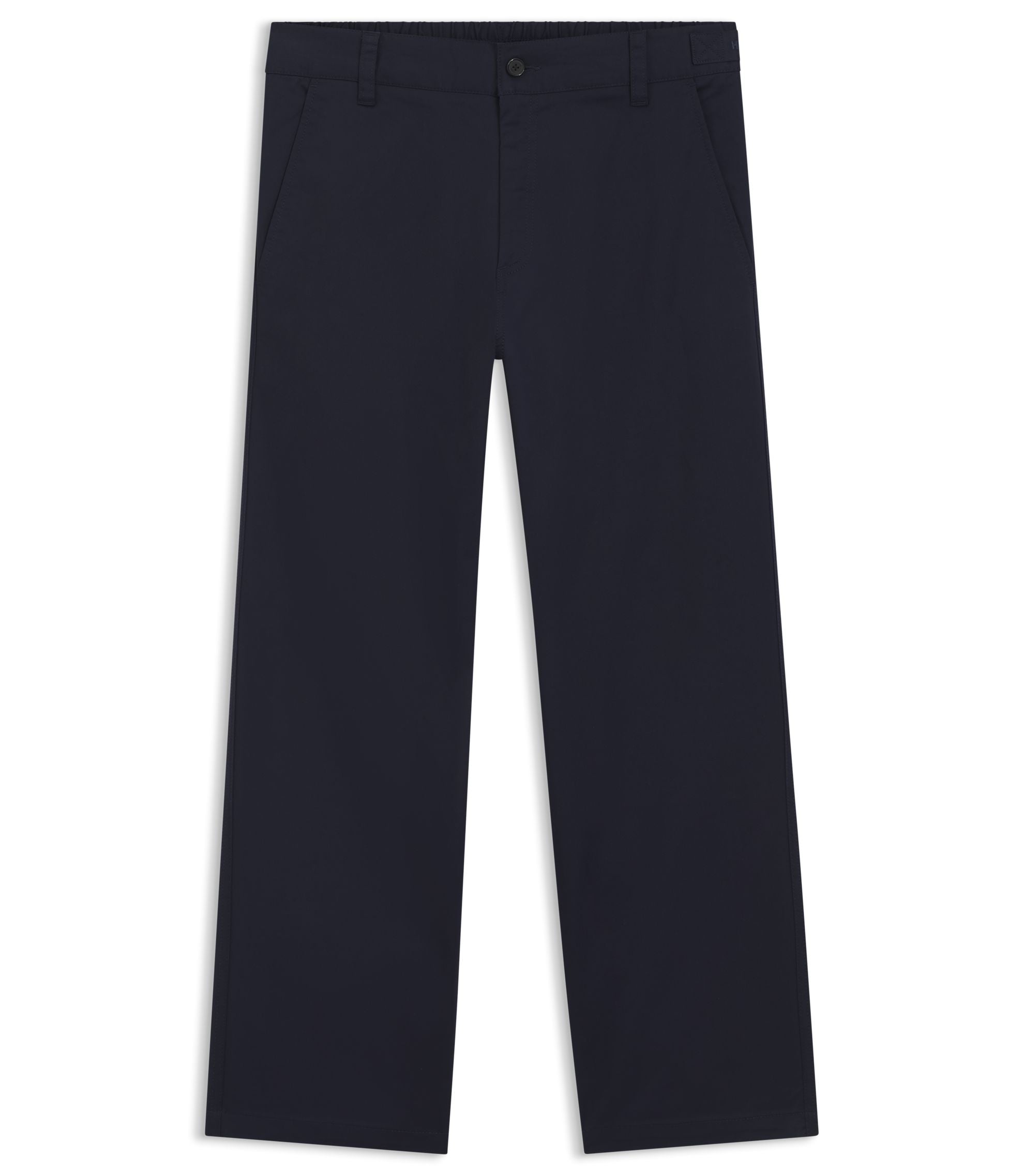 Hugo Straight Fit Pants In Mercerized Stretch Cotton Dark Blue