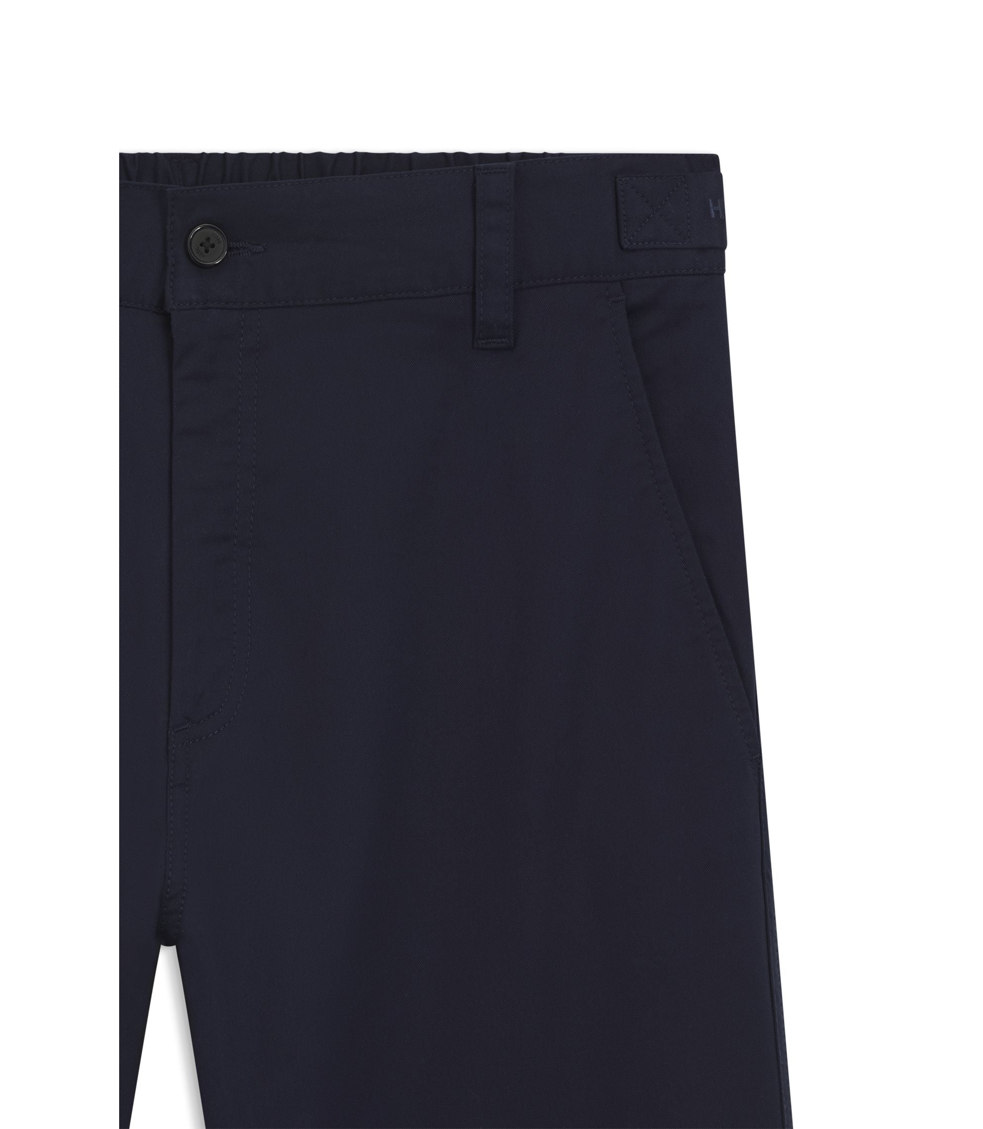 Hugo Straight Fit Pants In Mercerized Stretch Cotton Dark Blue