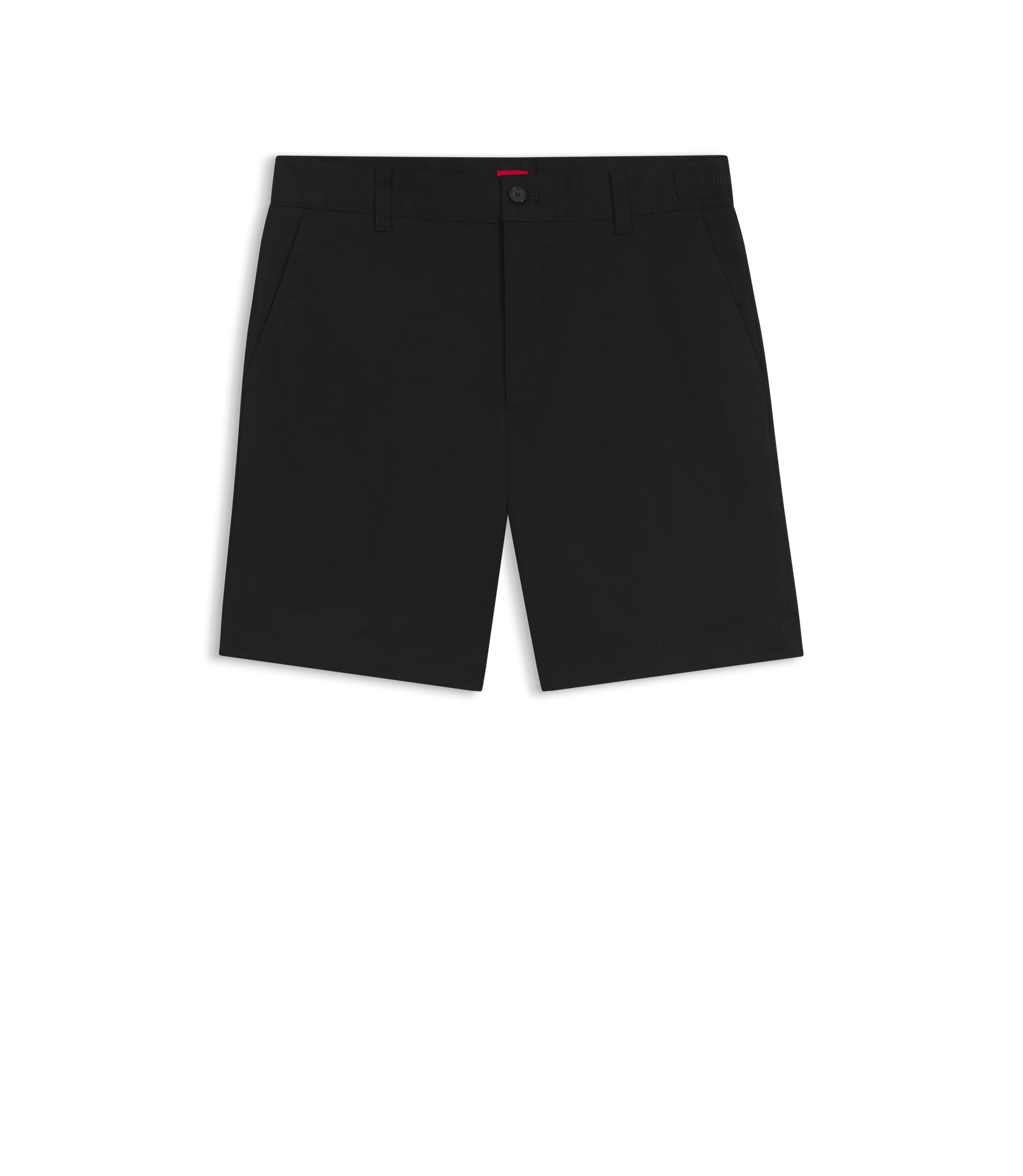 Hugo Slim Fit Shorts In Mercerized Stretch Cotton Black