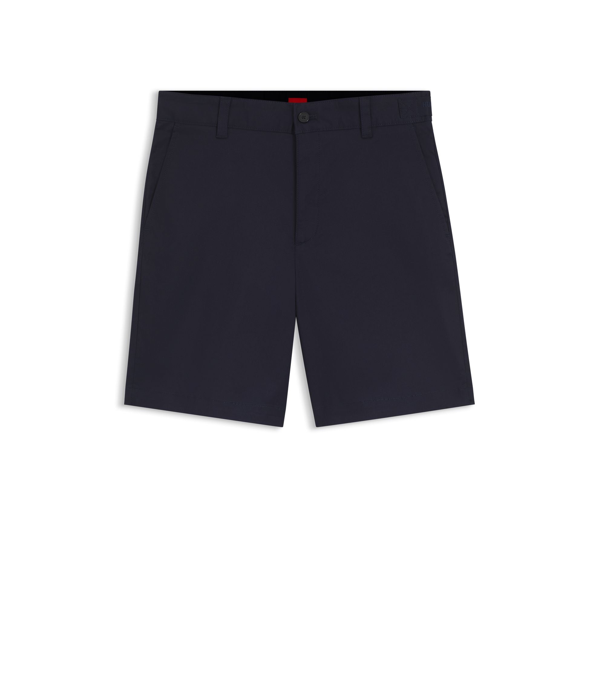 Hugo Slim Fit Shorts In Mercerized Stretch Cotton Dark Blue