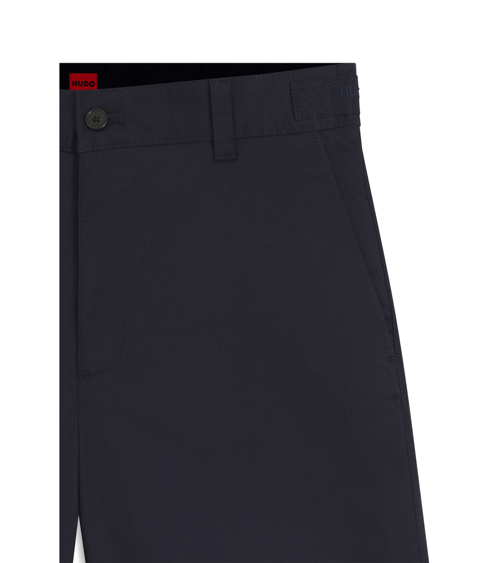 Hugo Slim Fit Shorts In Mercerized Stretch Cotton Dark Blue