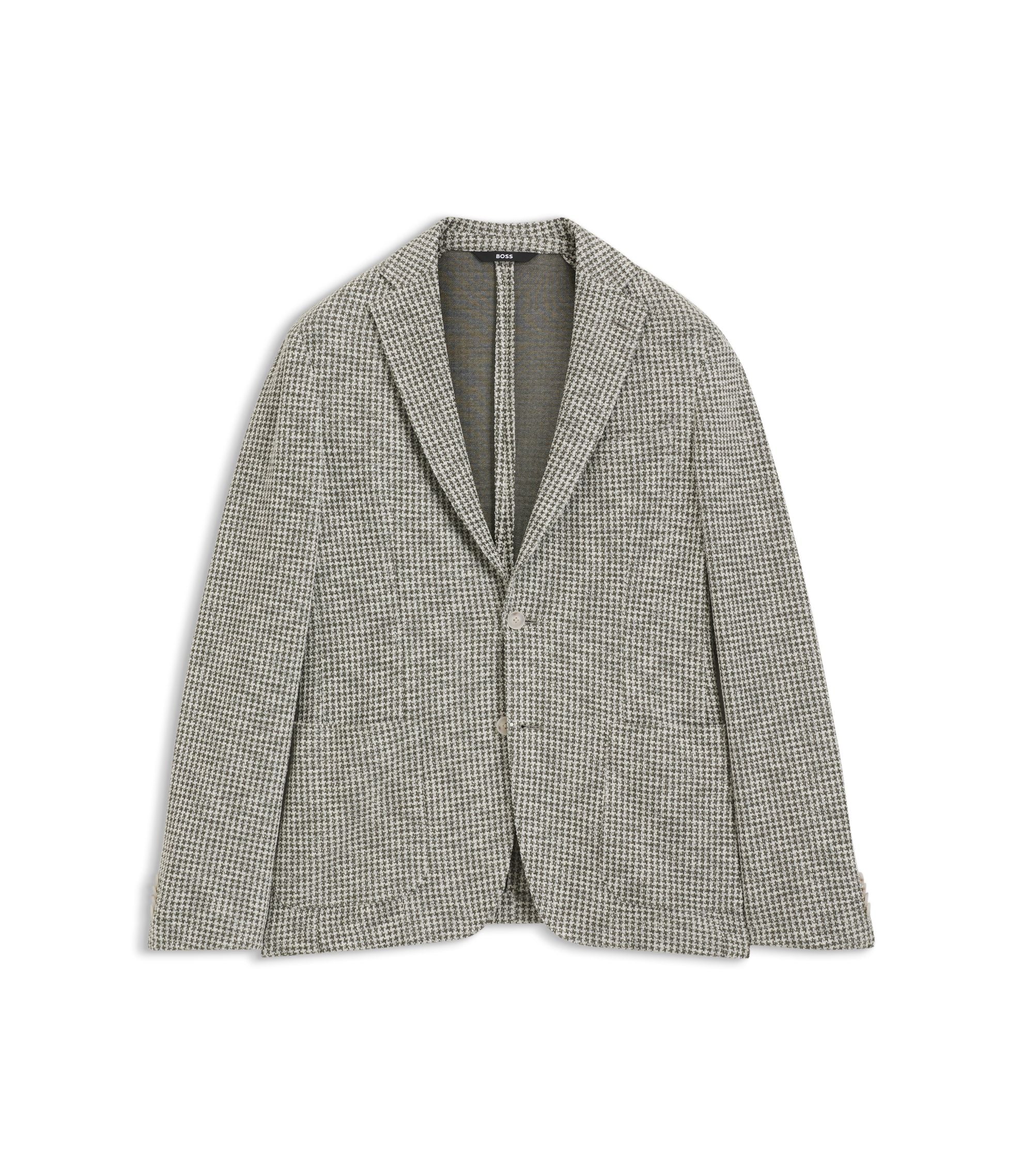 Boss Slim Fit Jacket In A Patterned Cotton Blend Light Green