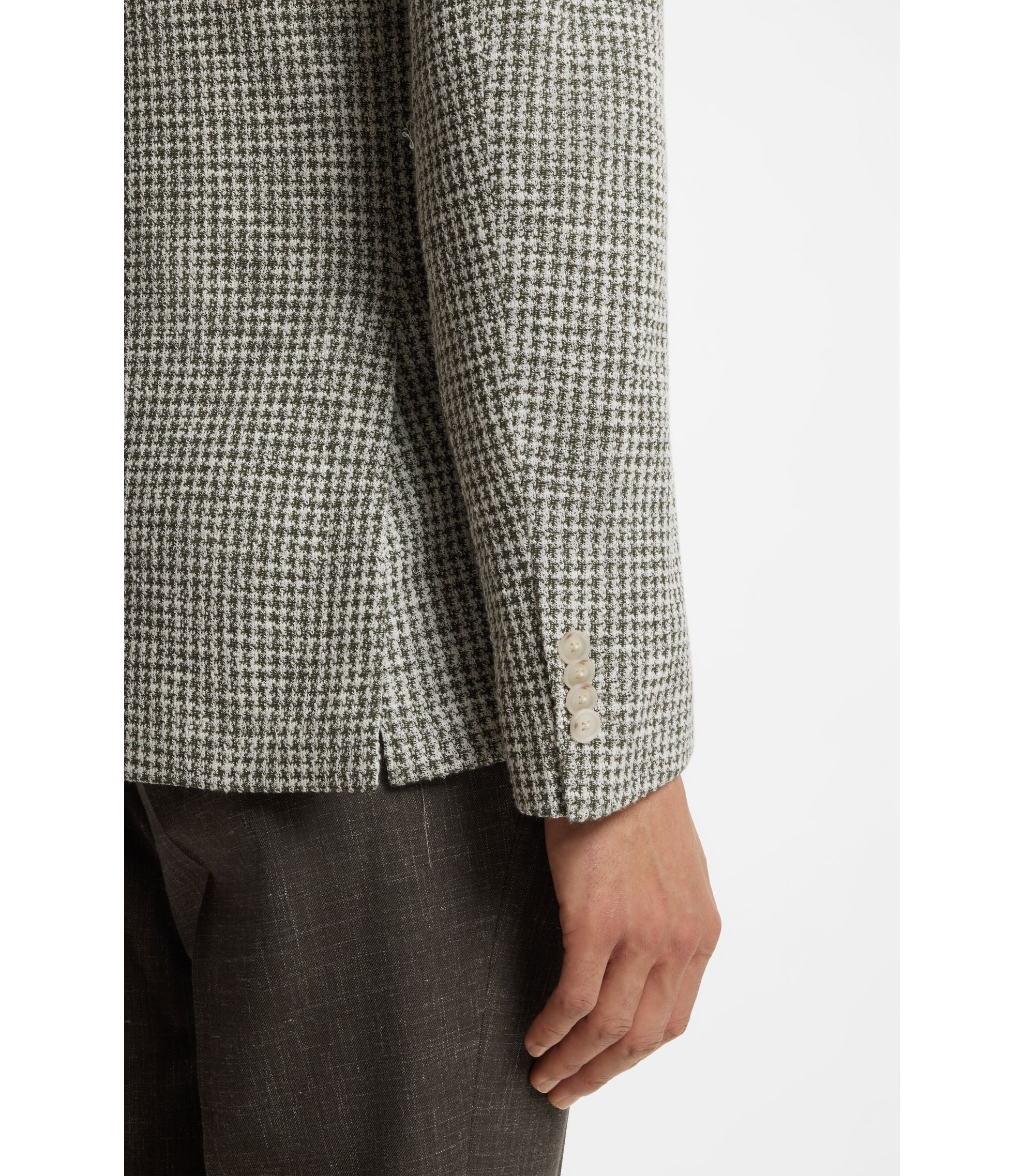 Boss Slim Fit Jacket In A Patterned Cotton Blend Light Green