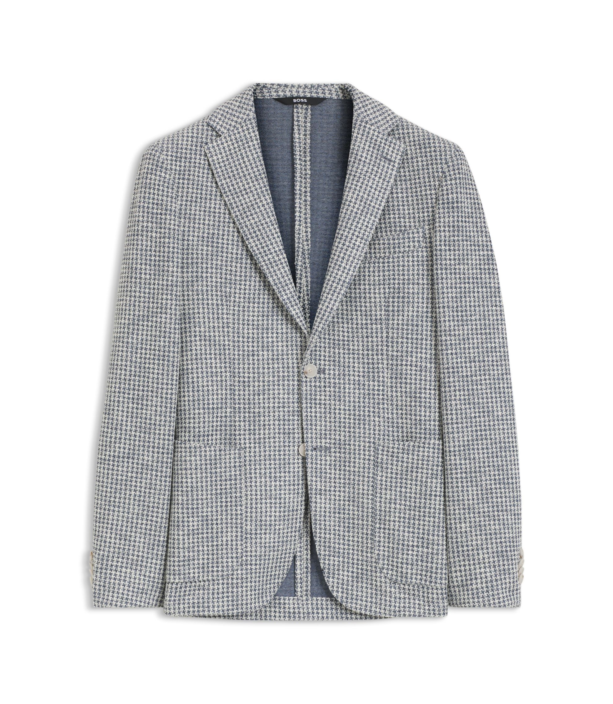 Boss Slim Fit Jacket In A Patterned Cotton Blend Dark Blue