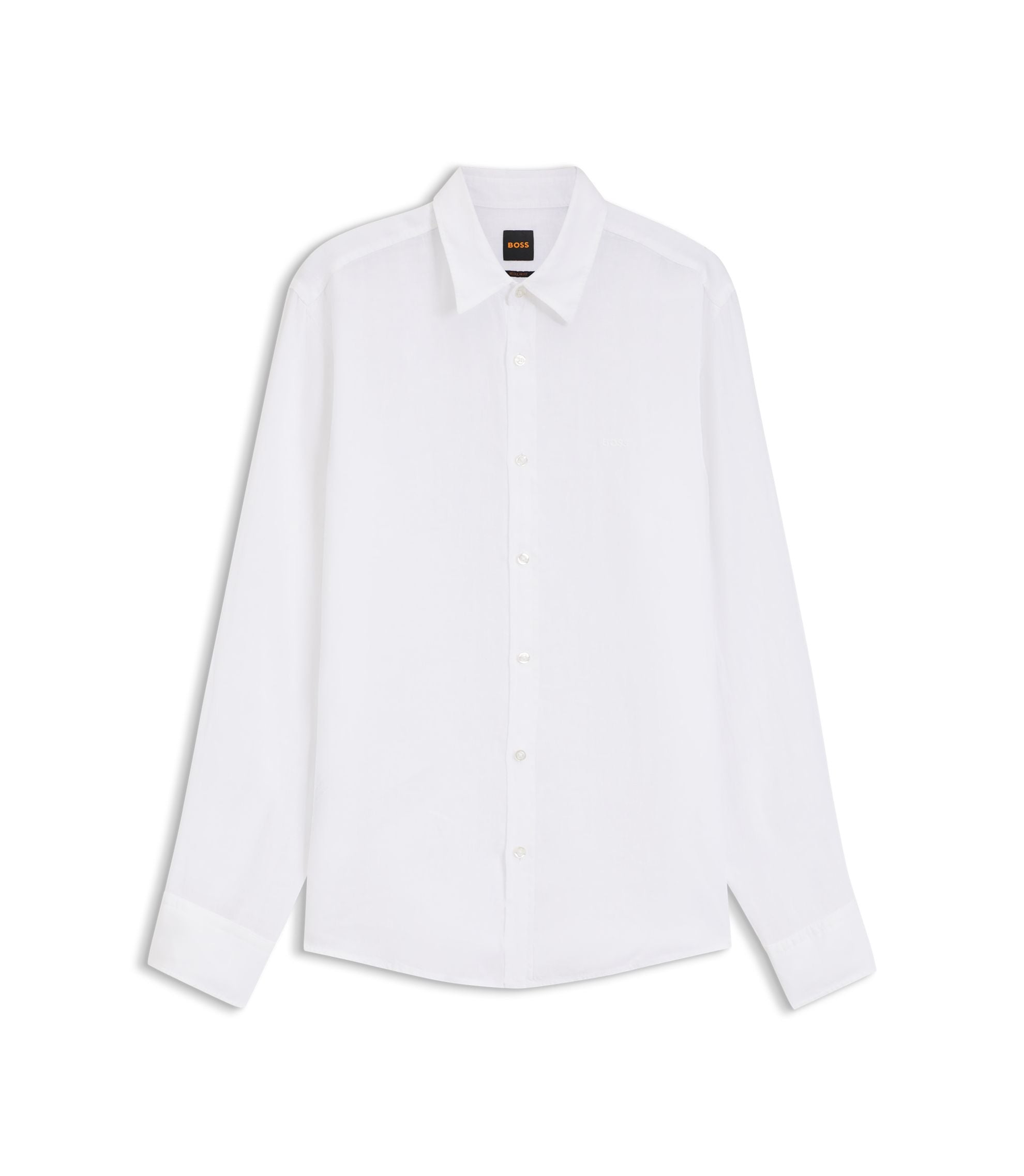 Boss Regular Fit Shirt In Linen White