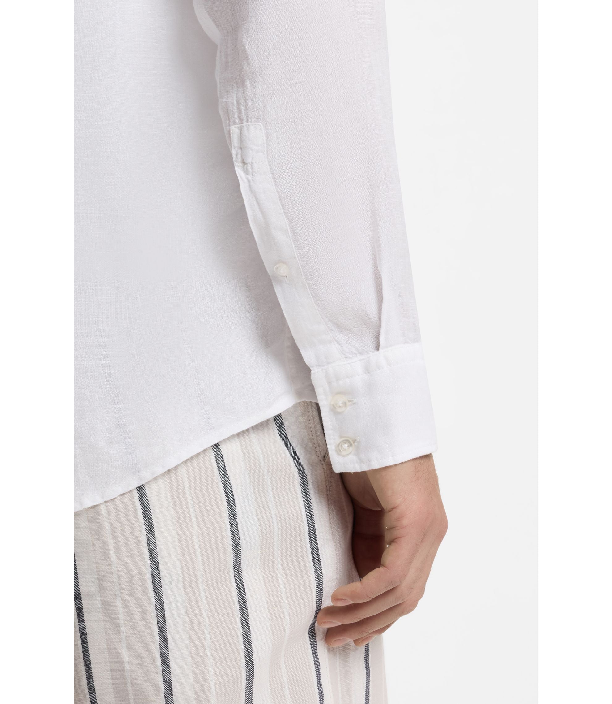 Boss Regular Fit Shirt In Linen White