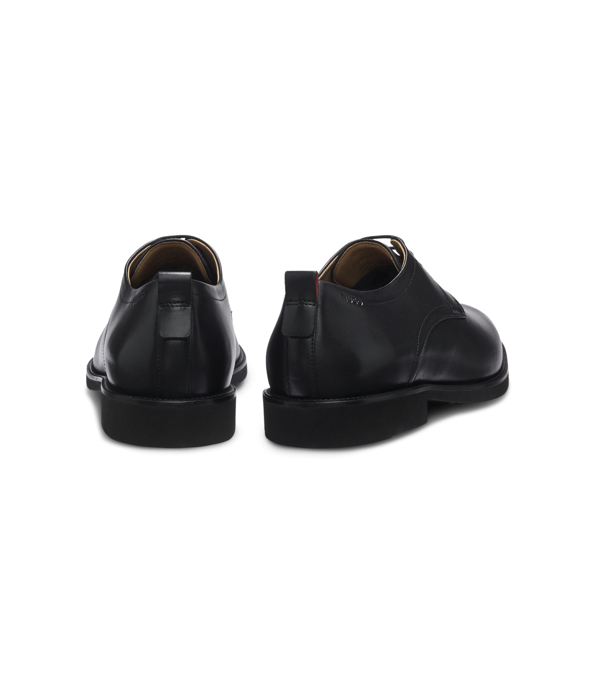 Hugo Embossed Logo Derby Shoes In Leather Black Black