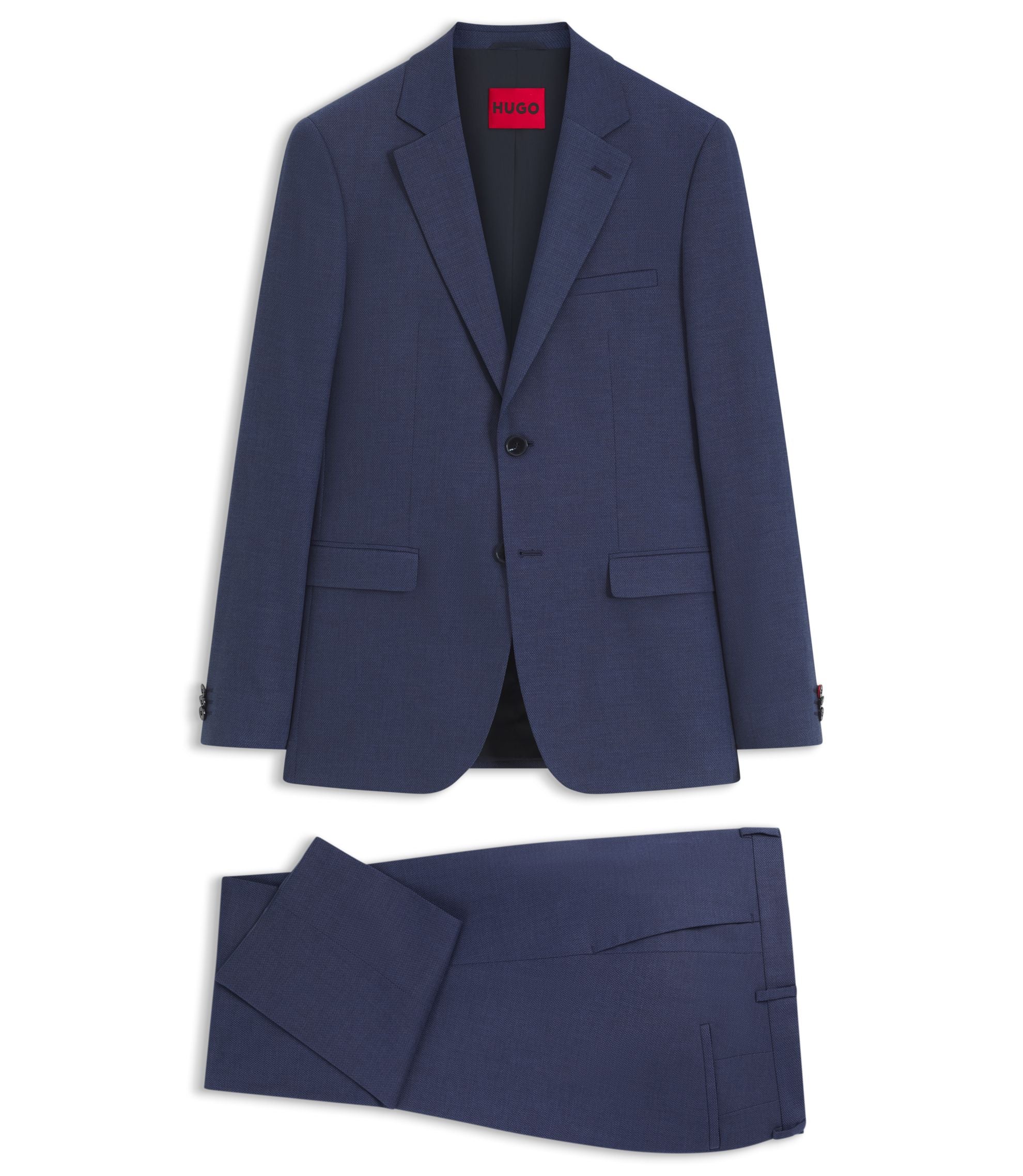 Hugo Two Piece Extra Slim Fit Suit In Patterned Fabric Light Blue