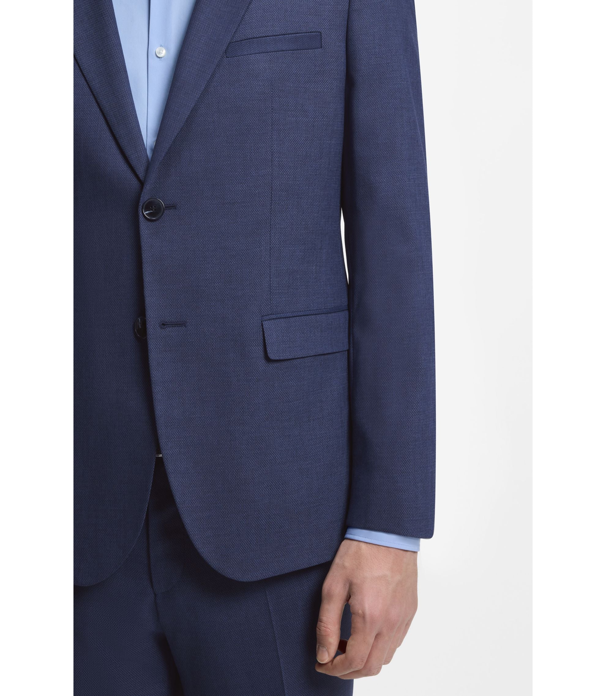 Hugo Two Piece Extra Slim Fit Suit In Patterned Fabric Light Blue