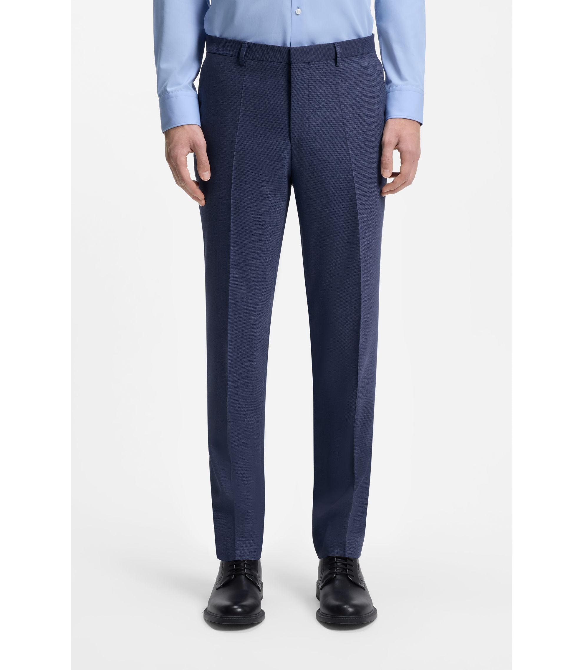 Hugo Two Piece Extra Slim Fit Suit In Patterned Fabric Light Blue