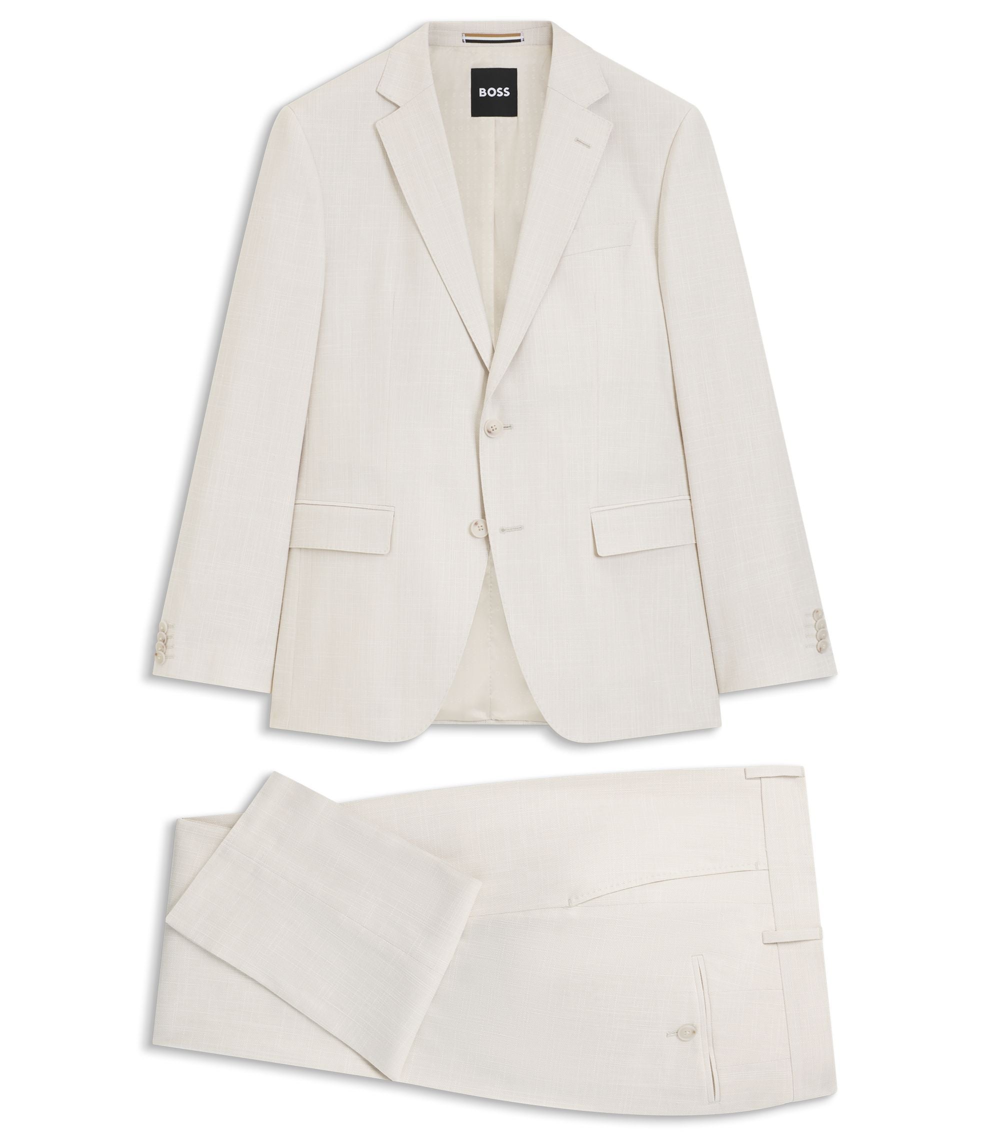 Boss Two Piece Slim Fit Suit In Stretch Fabric White