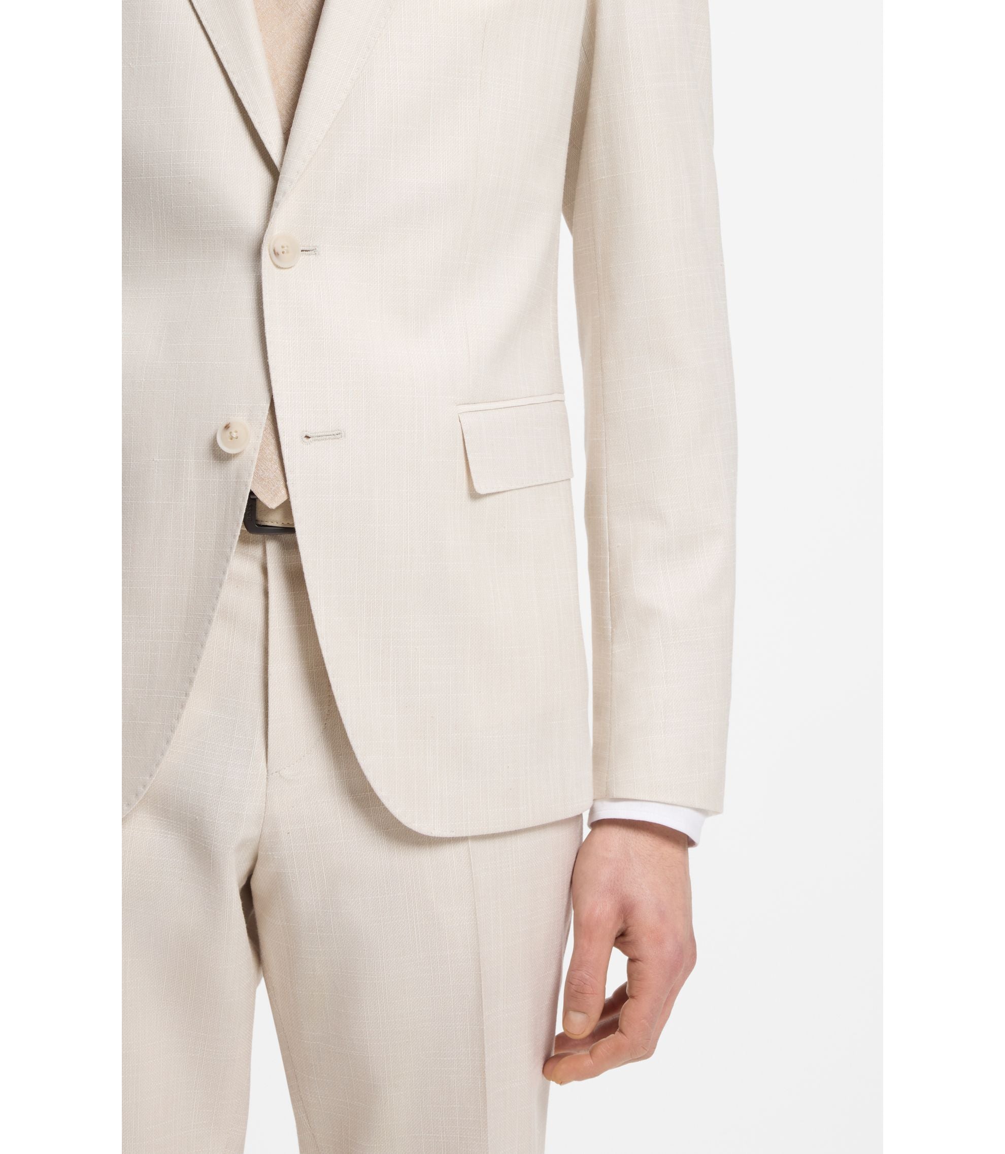 Boss Two Piece Slim Fit Suit In Stretch Fabric White