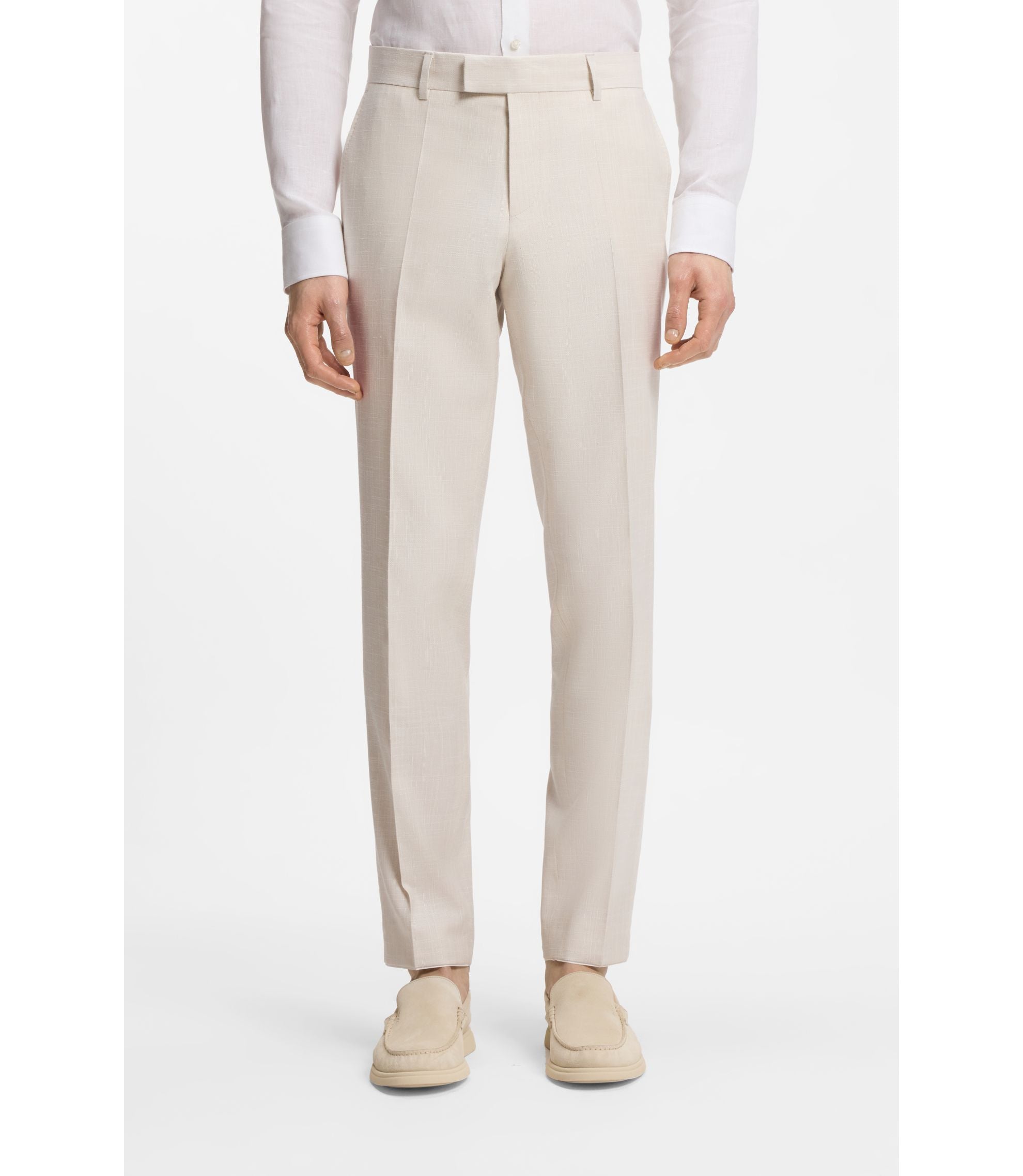 Boss Two Piece Slim Fit Suit In Stretch Fabric White