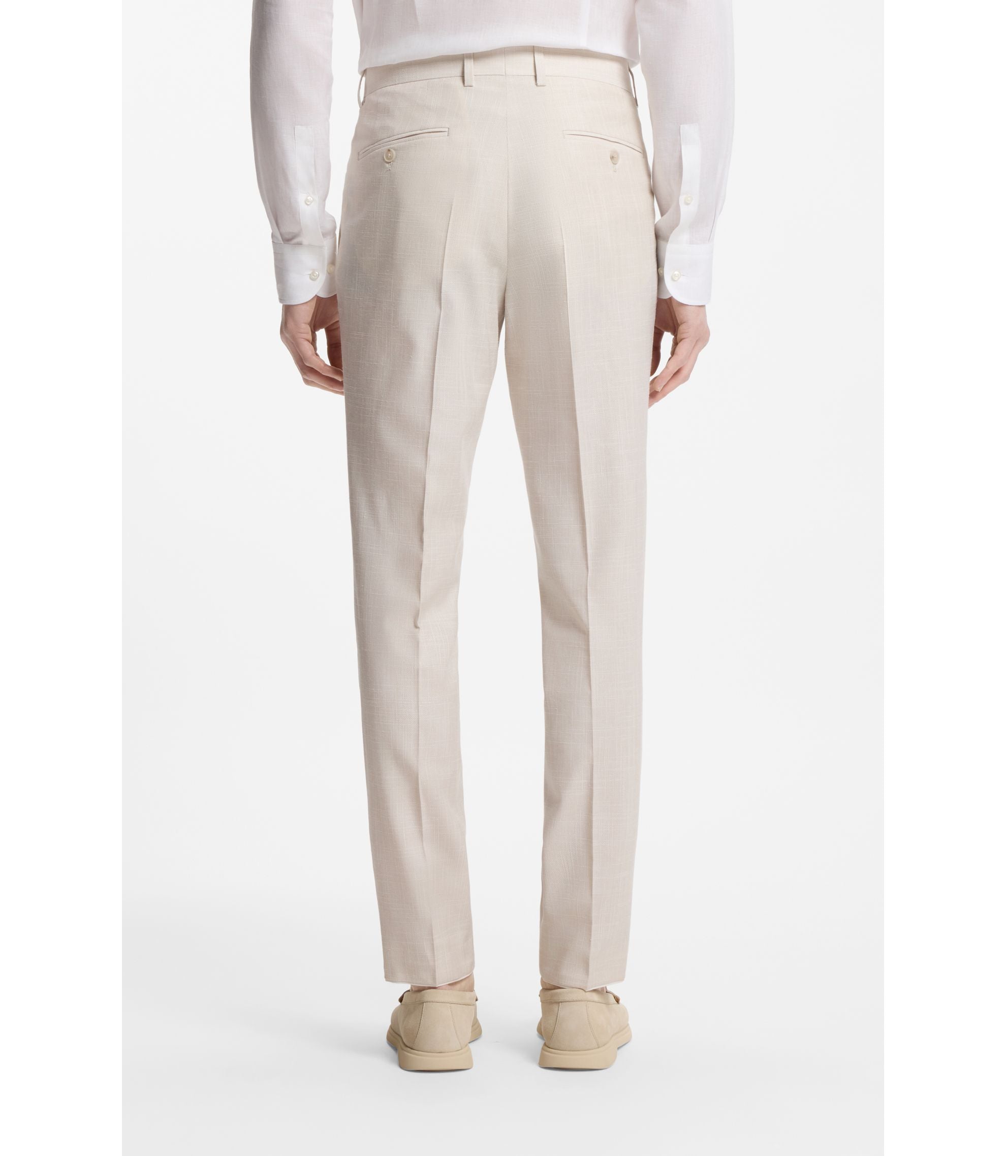 Boss Two Piece Slim Fit Suit In Stretch Fabric White