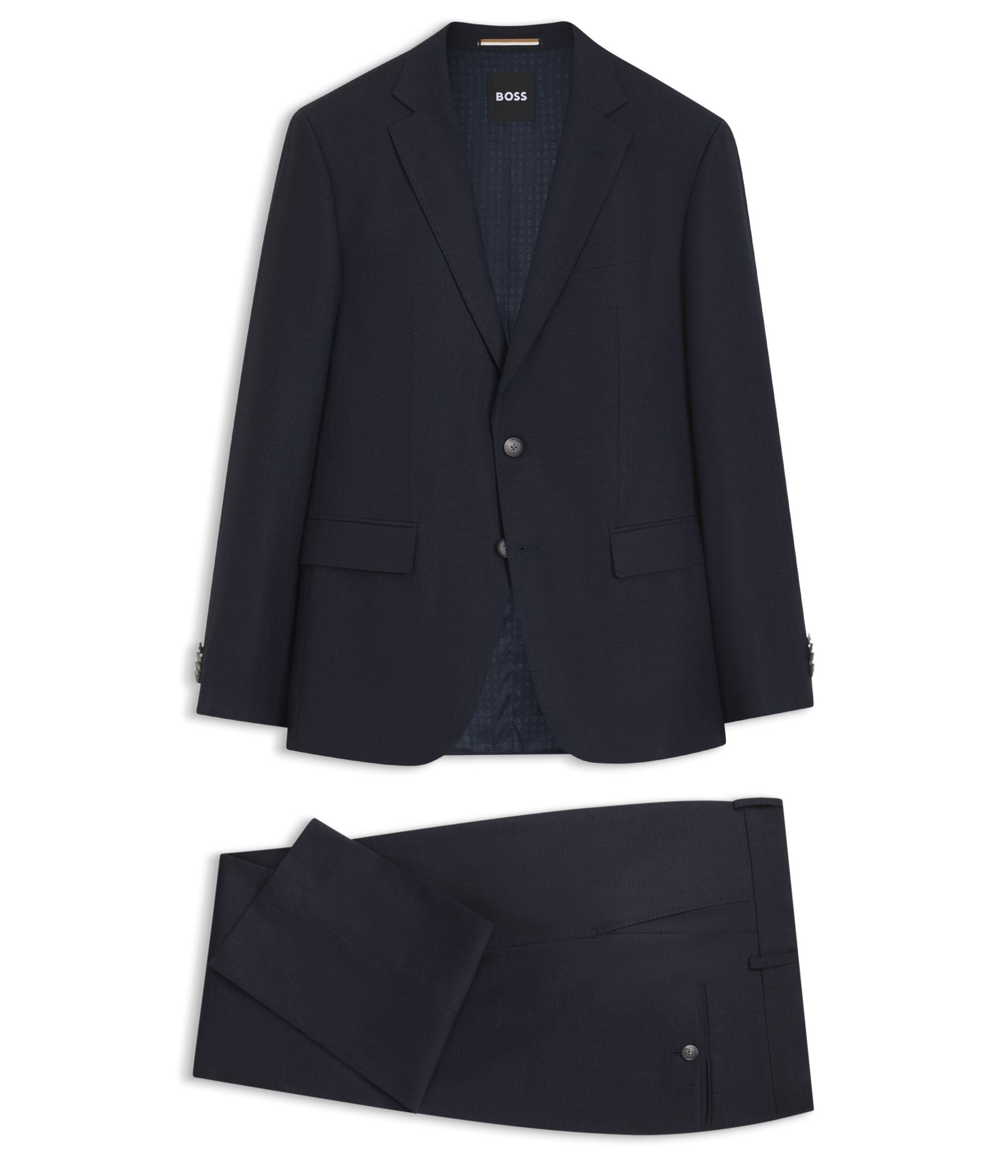 Boss Two Piece Slim Fit Suit In Stretch Fabric Dark Blue