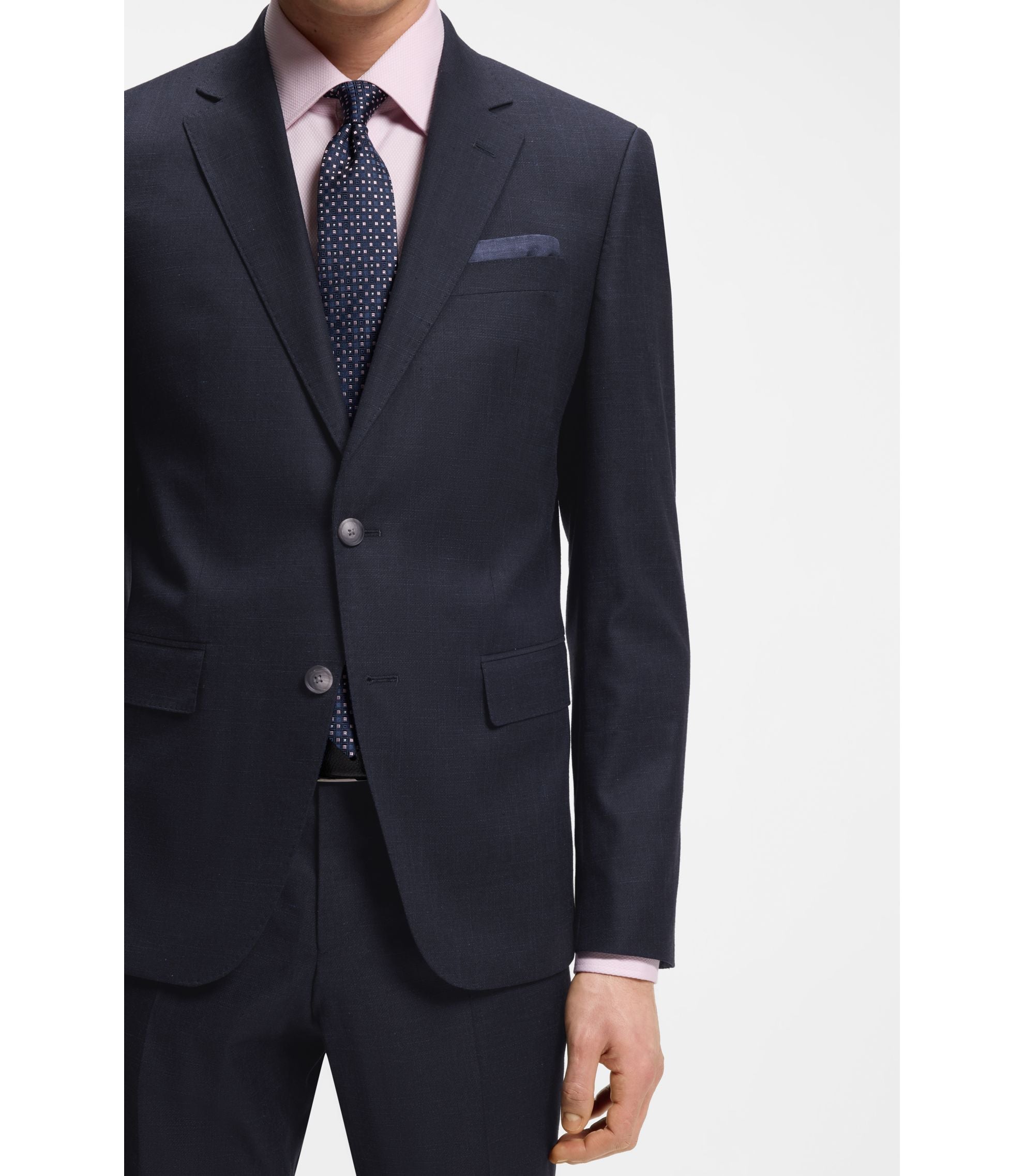 Boss Two Piece Slim Fit Suit In Stretch Fabric Dark Blue