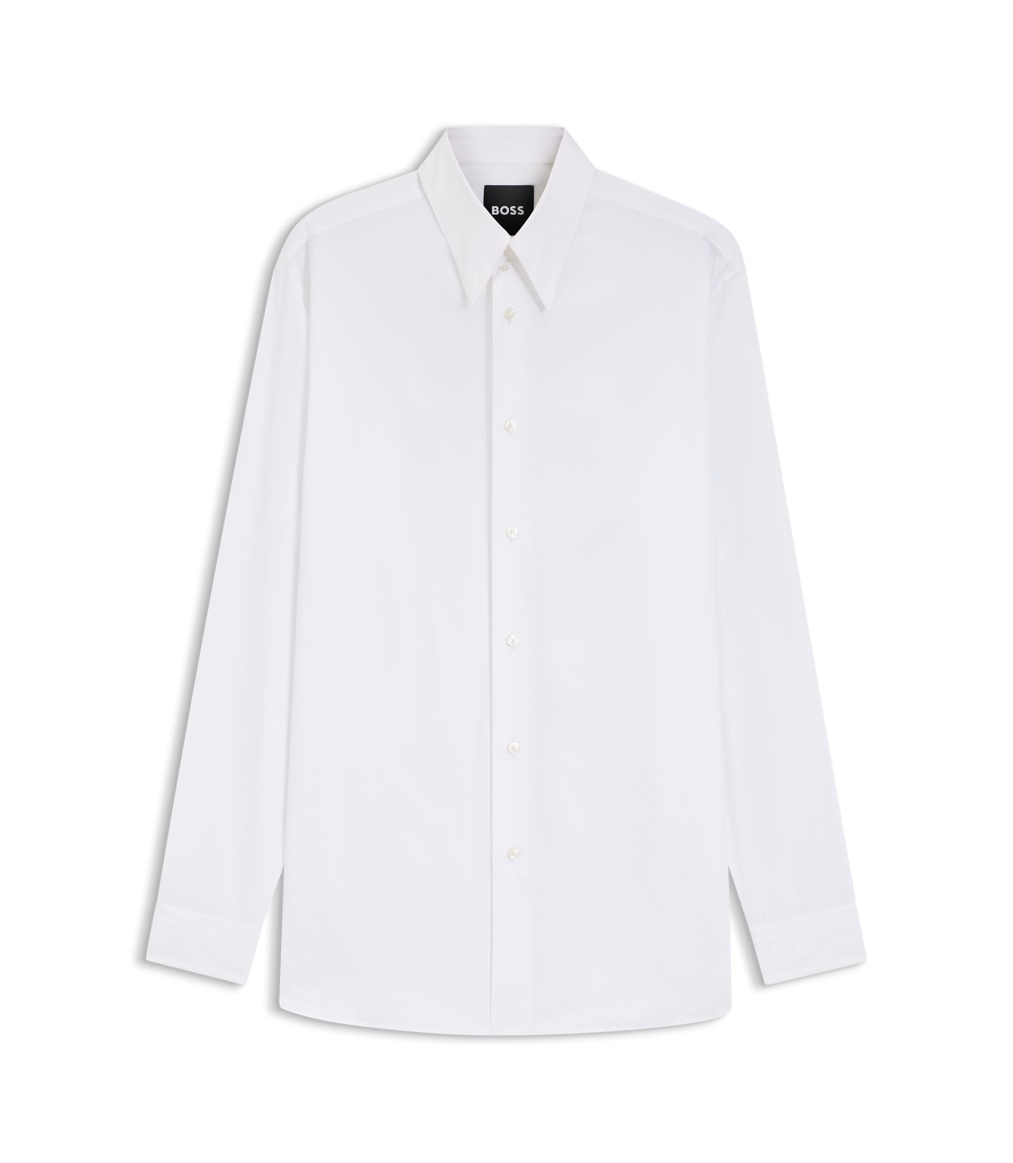 Boss Relaxed Fit Cotton Poplin Shirt White