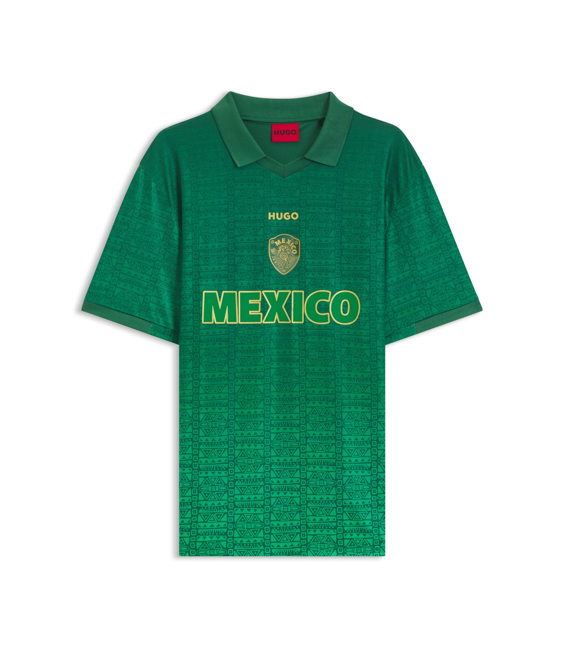 Hugo Relaxed Fit Soccer T Shirt With Nation Detailing Mexico Green