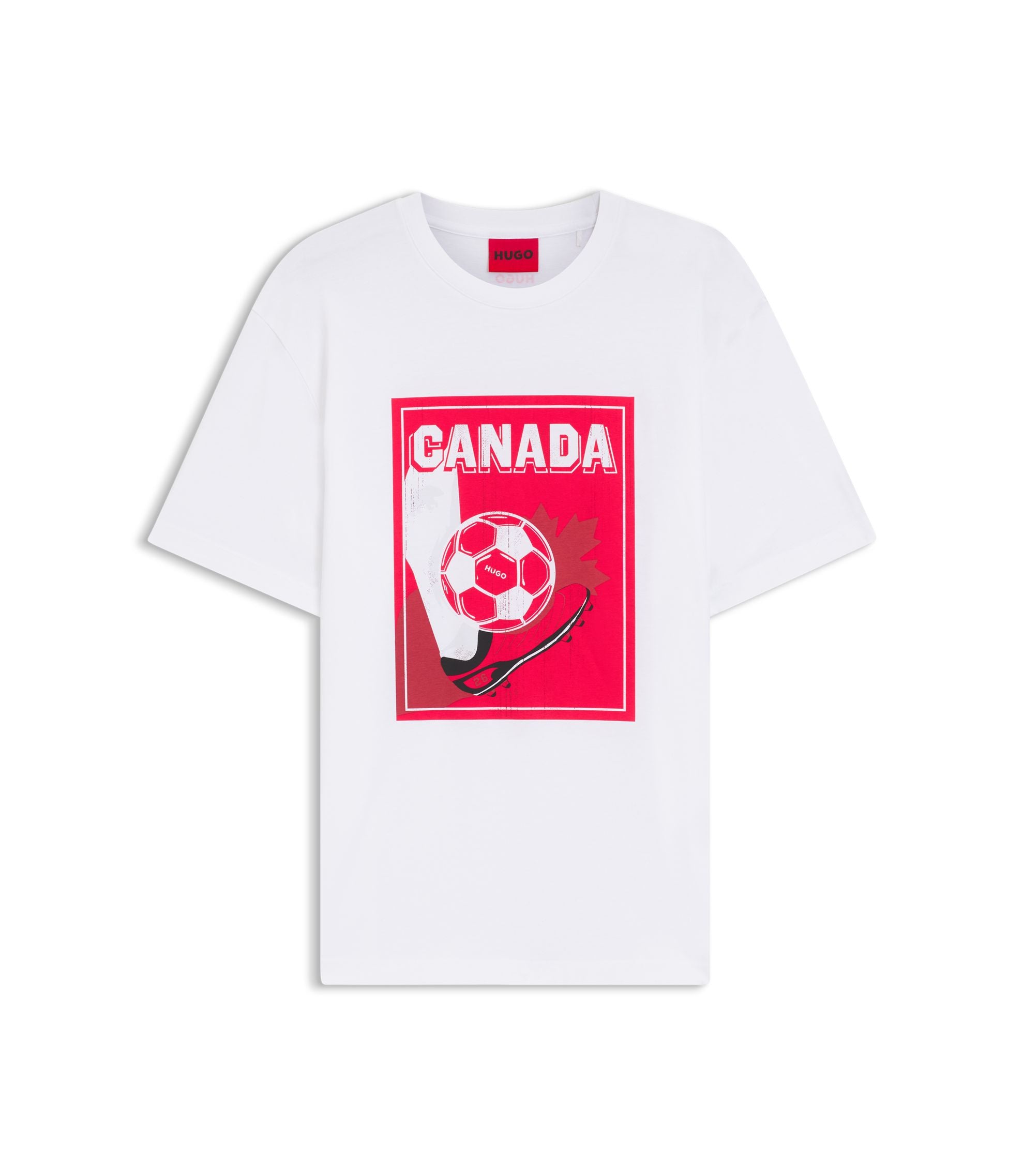 Hugo Relaxed Fit T Shirt In Cotton With Soccer Artwork Canada