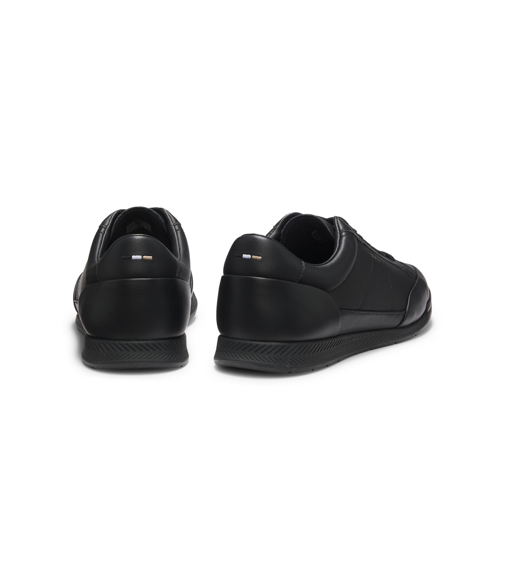 Boss Leather Sneakers With Foil Logo Black Black