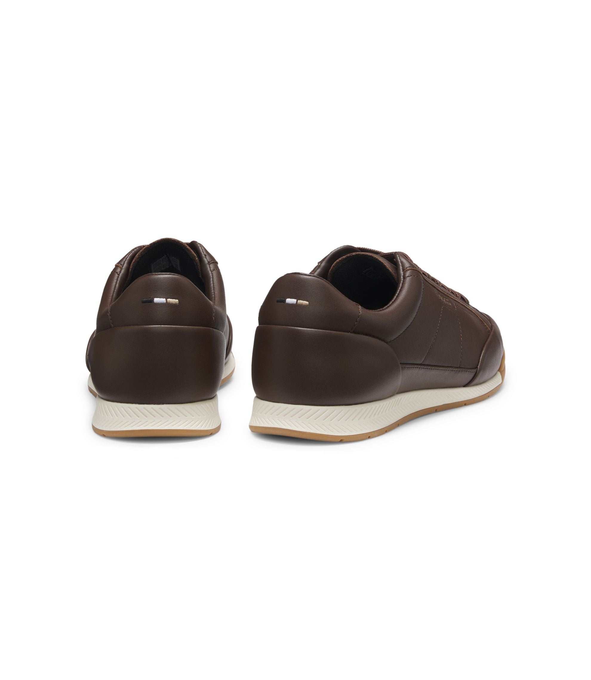 Boss Leather Sneakers With Foil Logo Dark Brown Dark Brown