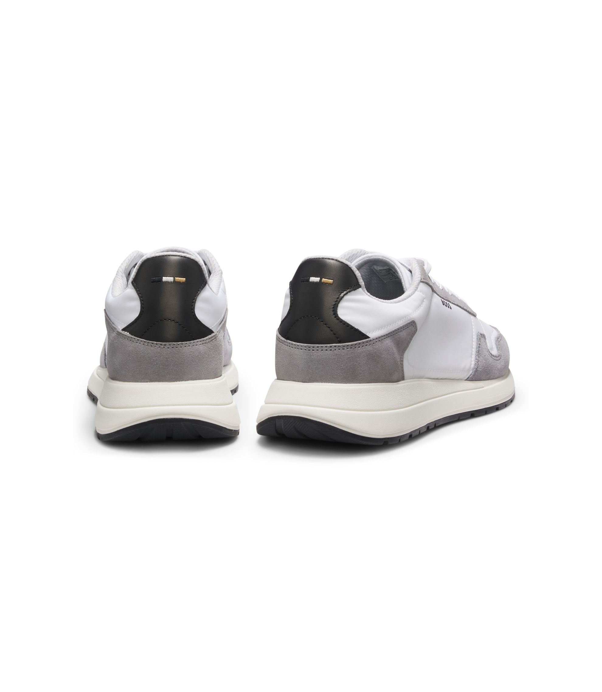 Boss Lace Up Sneakers In Lightweight Fabric With Suede Trims White White