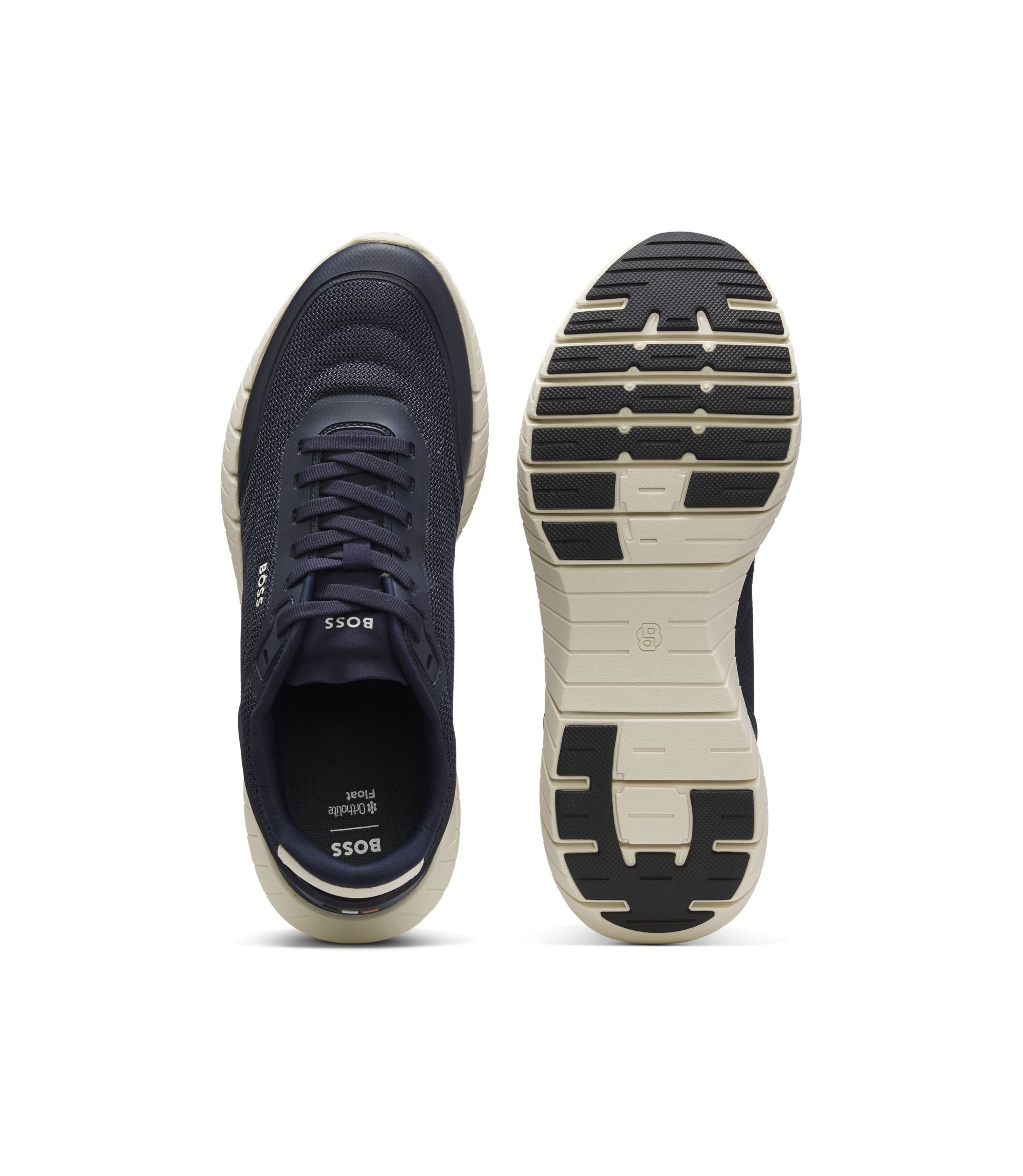Boss Running Sneakers With Leather Trims Dark Blue Dark Blue