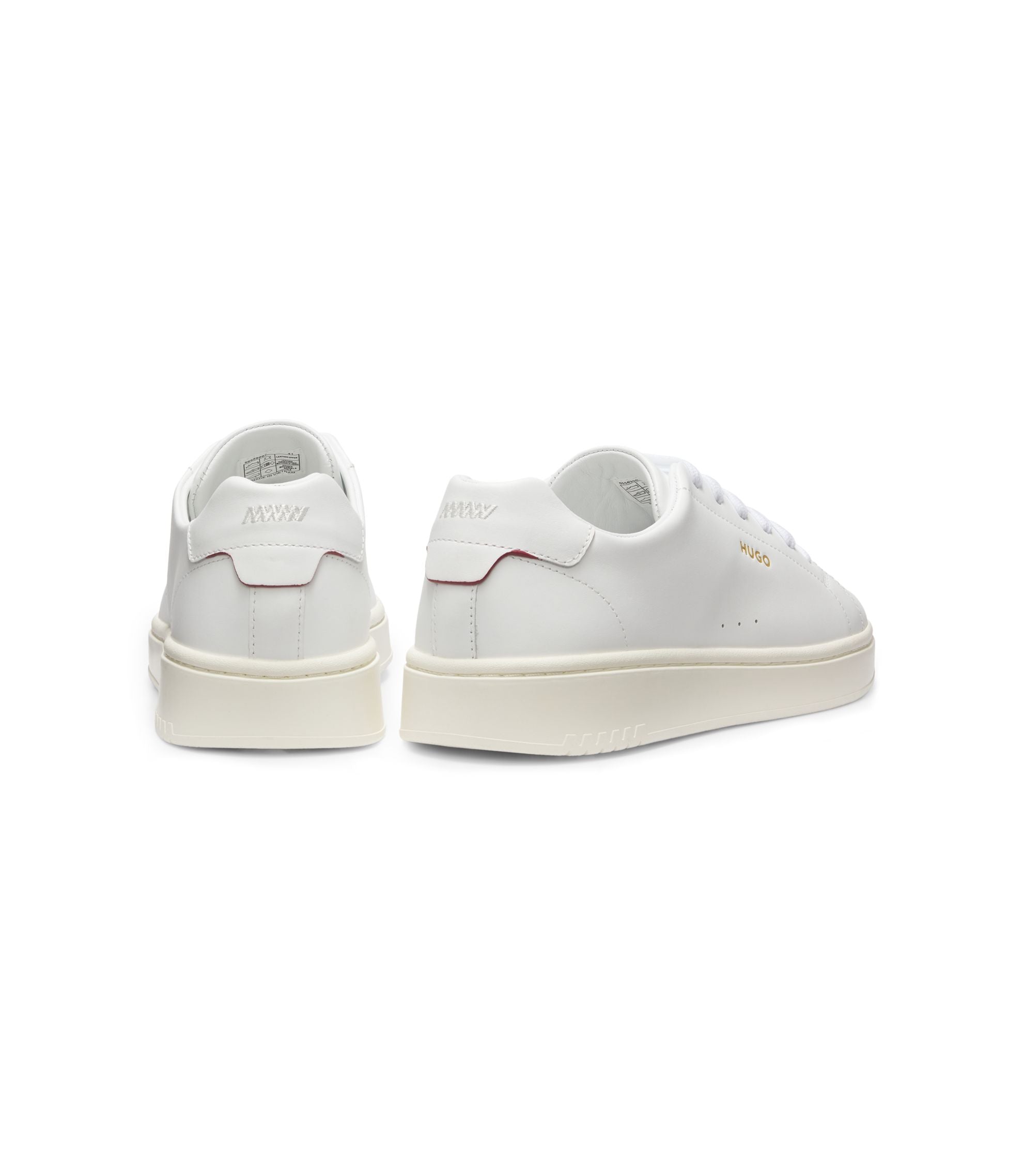 Hugo Nappa Leather Sneakers With Gold Tone Logo White White