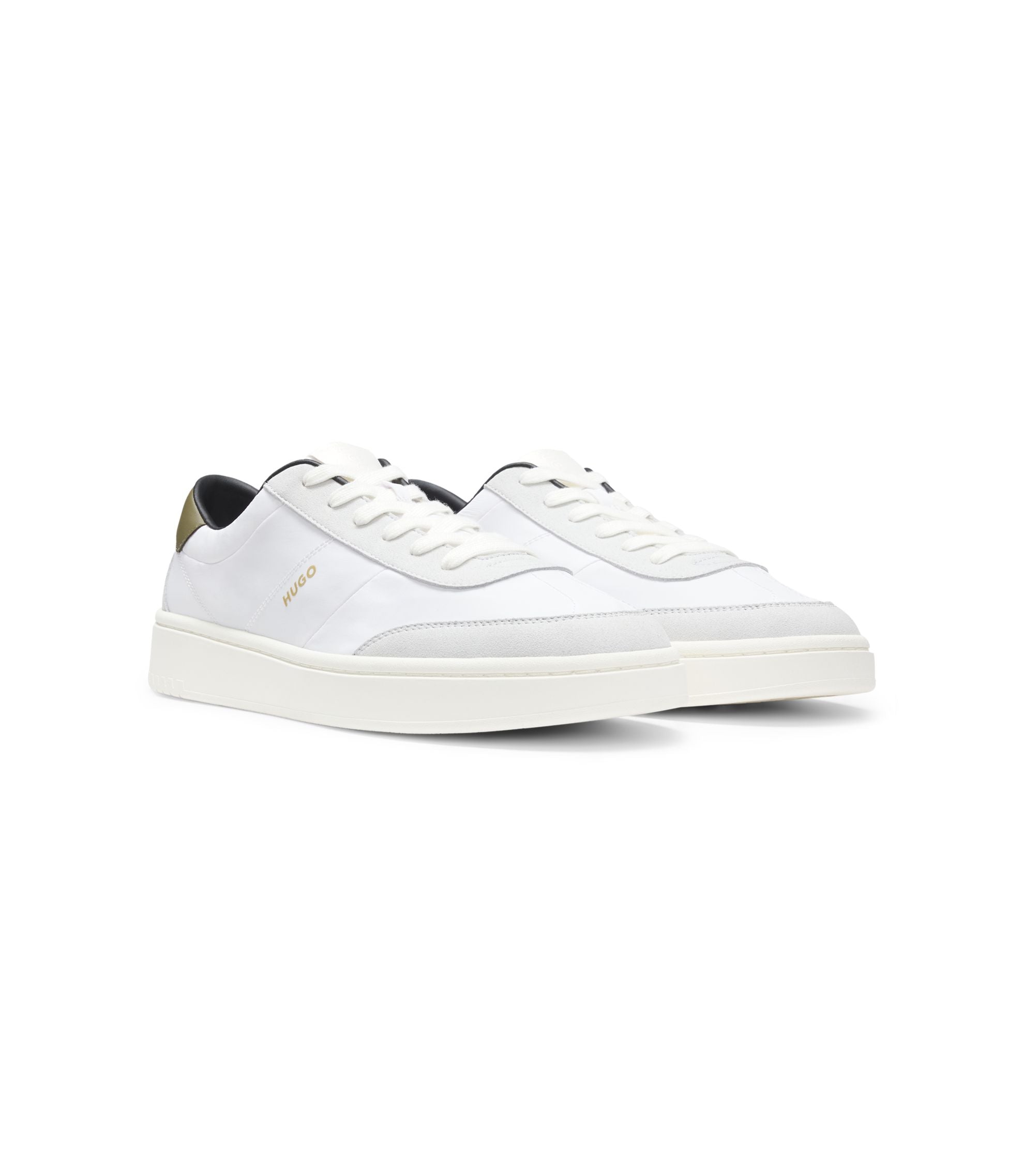 Hugo Cupsole Sneakers With Gold Printed Logo White White