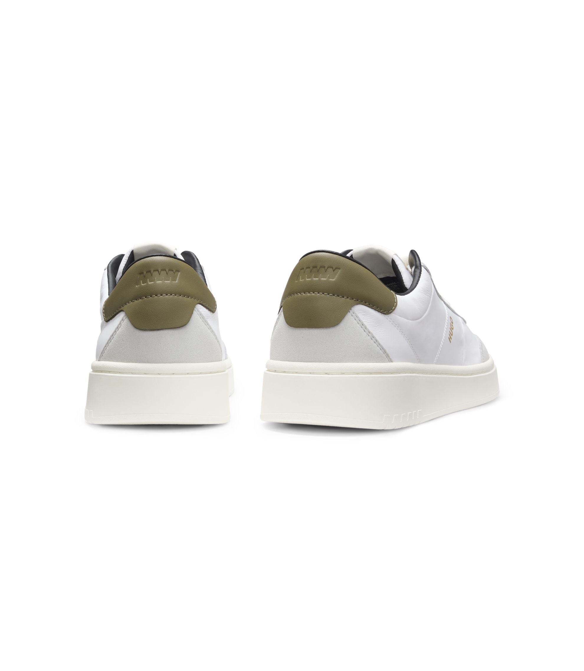 Hugo Cupsole Sneakers With Gold Printed Logo White White