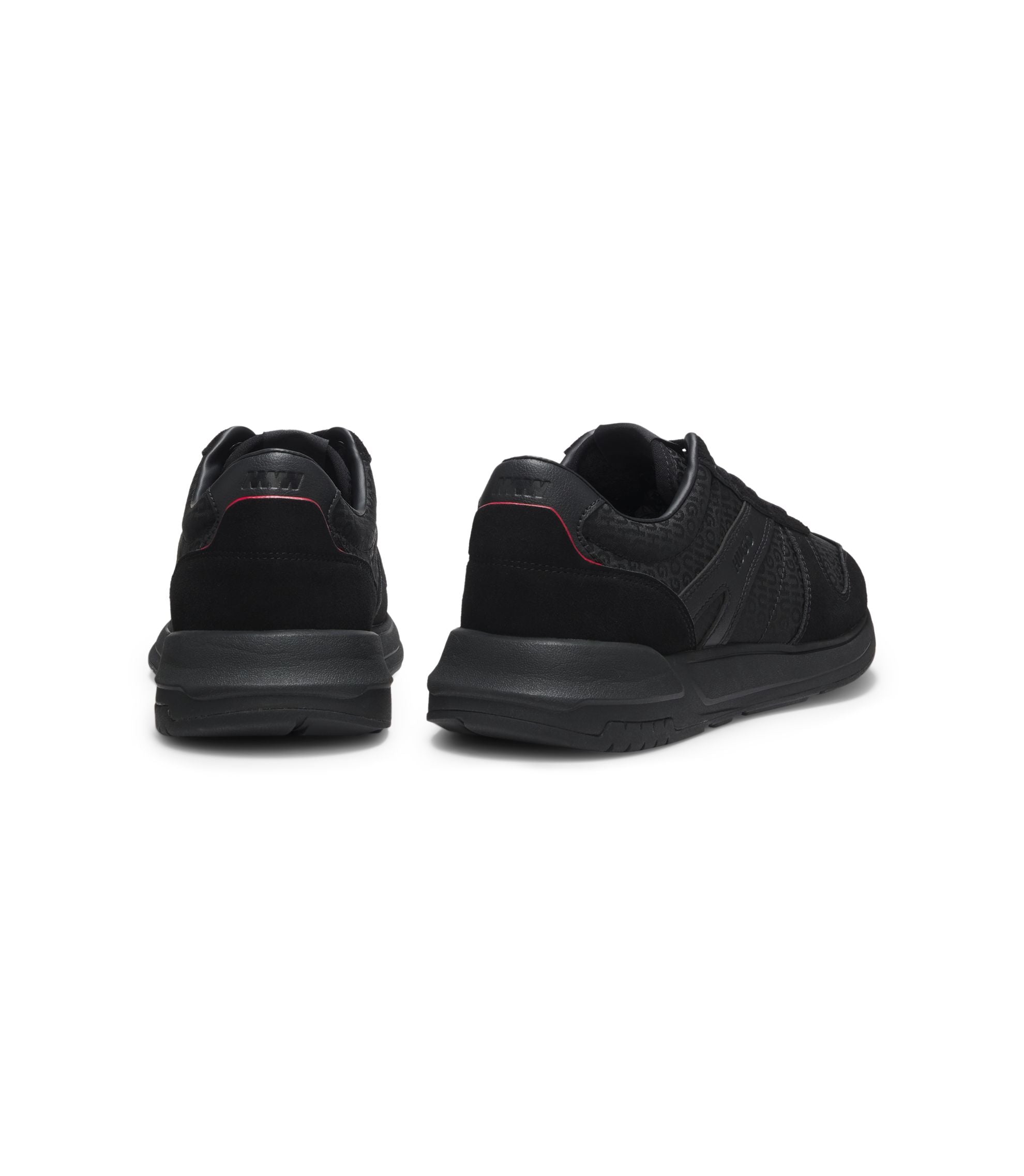 Hugo Monogram Jacquard Sneakers With Faux Suede Trim Black Black