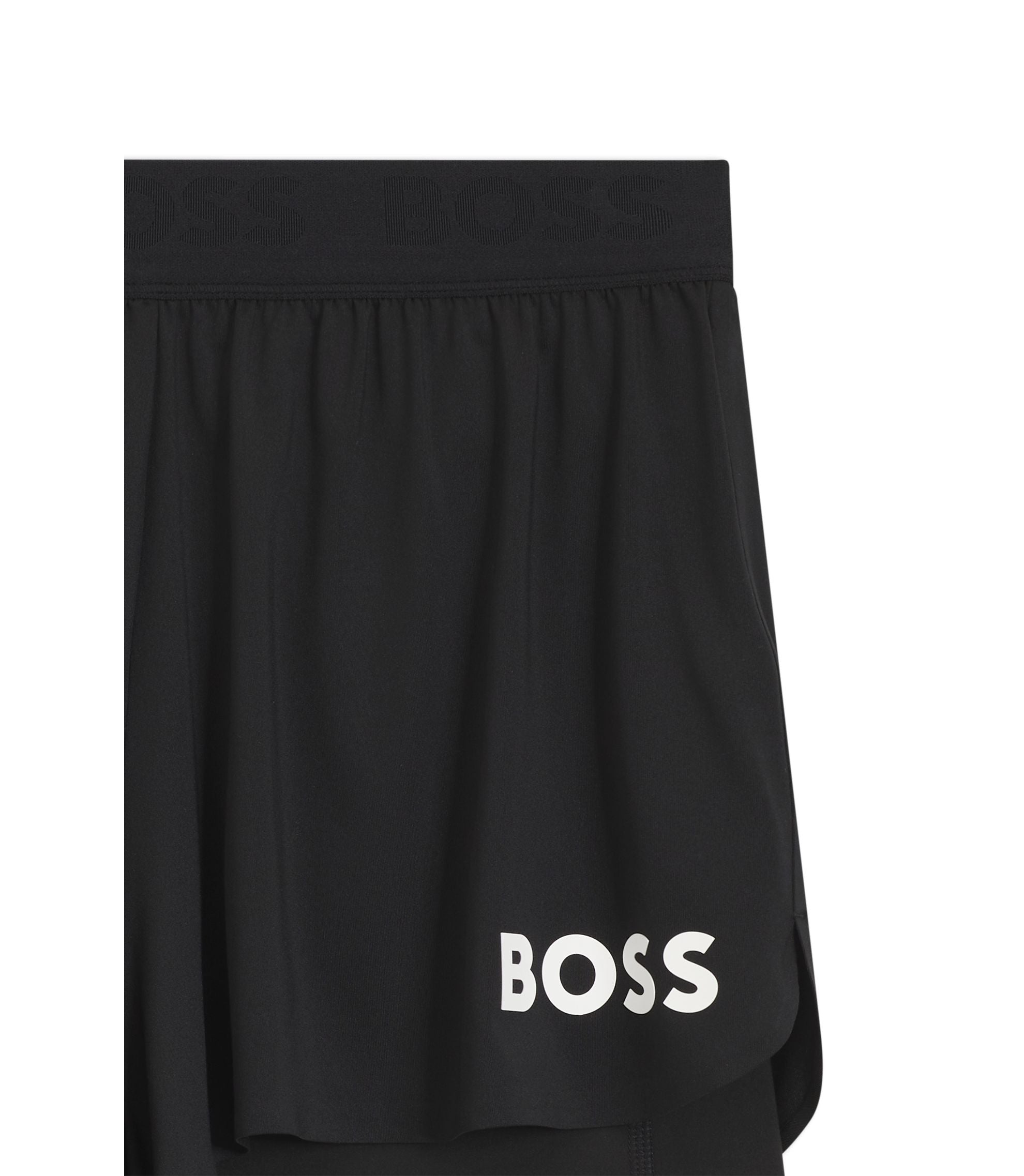 Boss Stretch Jersey Shorts With Contrast Logo Black Women's