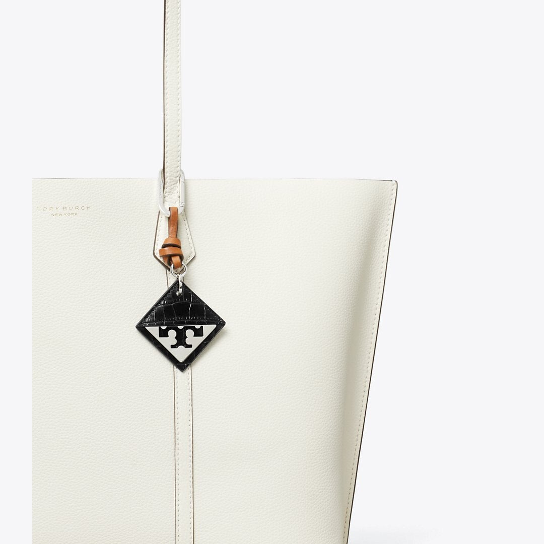 Tory Burch Hidden Logo Croc-Embossed Key Charm Black