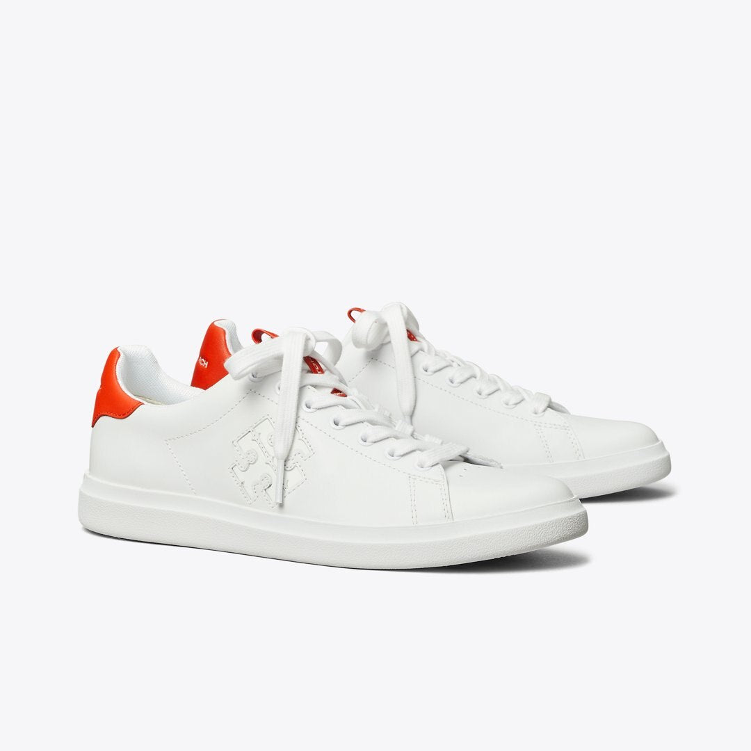 Tory Burch Howell Court Sneaker WHITE / DESERT FLOWER ORANGE
