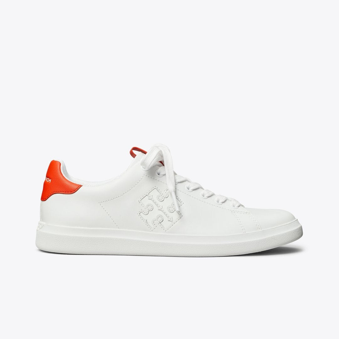 Tory Burch Howell Court Sneaker WHITE / DESERT FLOWER ORANGE