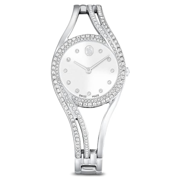 Swarovski Hyperbola Bangle Watch Swiss Made Metal Bracelet Silver Tone Stainless Steel SW5689432