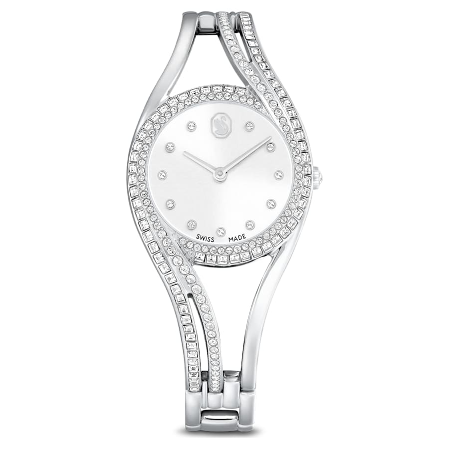 Swarovski Hyperbola Bangle Watch Swiss Made Metal Bracelet Silver Tone Stainless Steel SW5689432