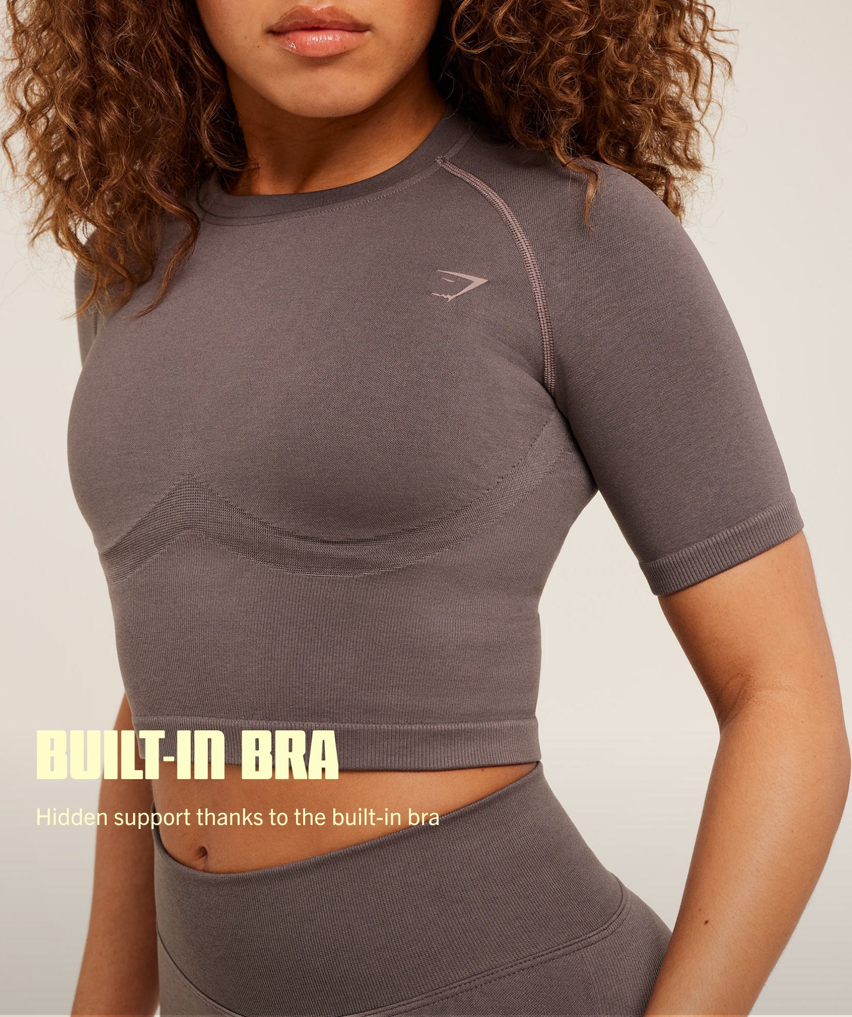 Women's Gymshark Lift Seamless Short Sleeve Top Cool Brown