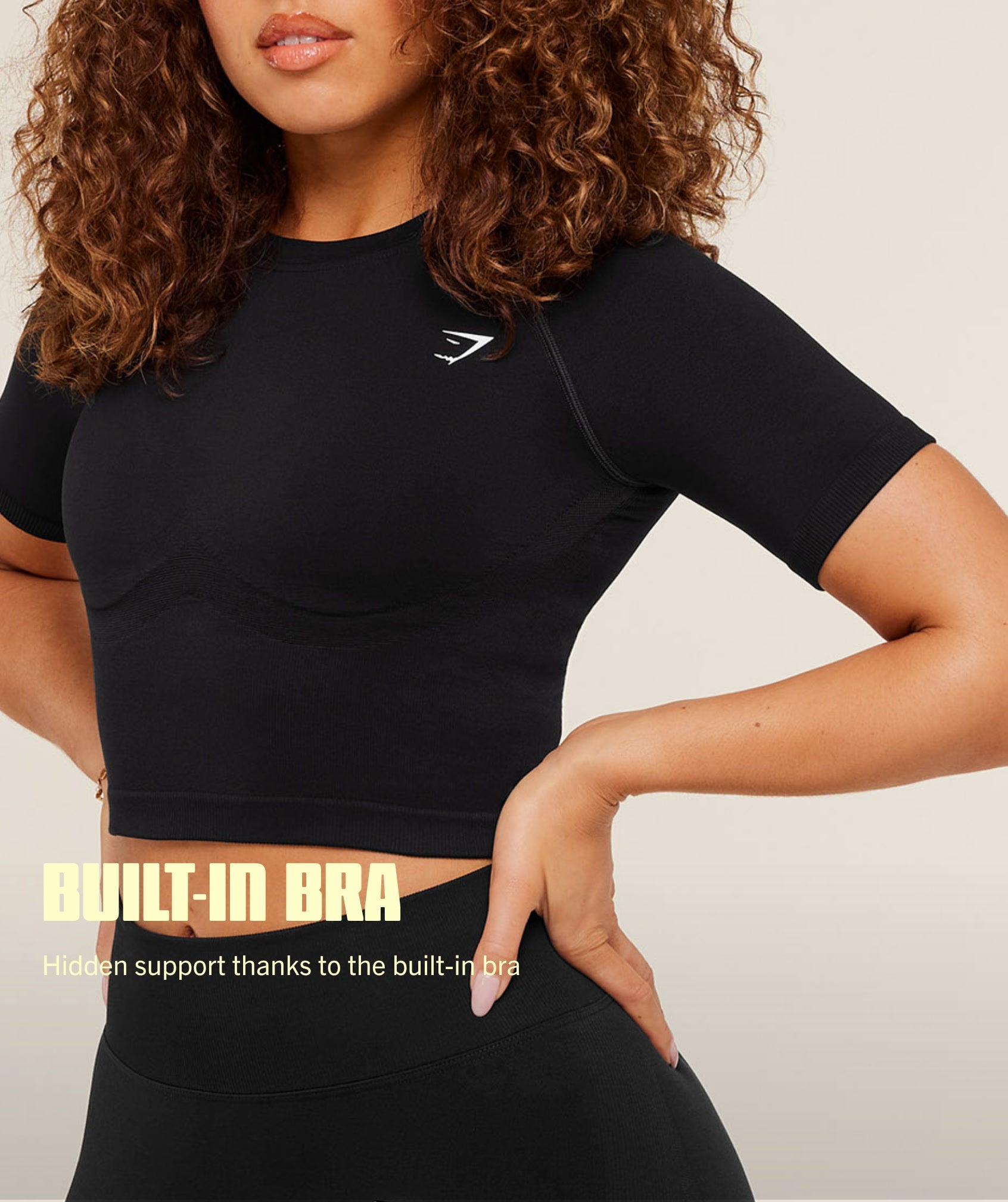 Women's Gymshark Lift Seamless Short Sleeve Top Black Marl