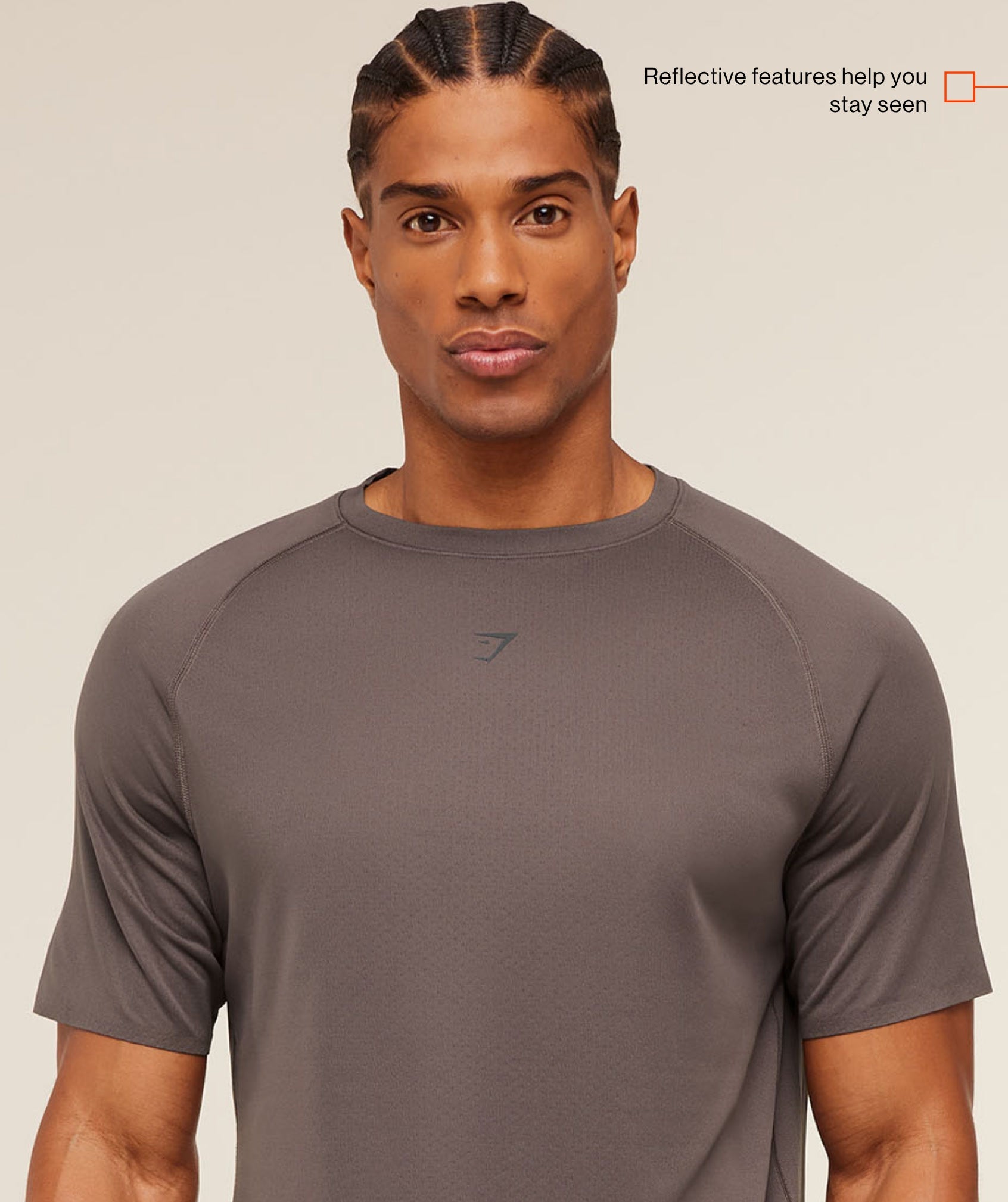 Gymshark Hybrid Engineered Jacquard T-Shirt Cool Brown